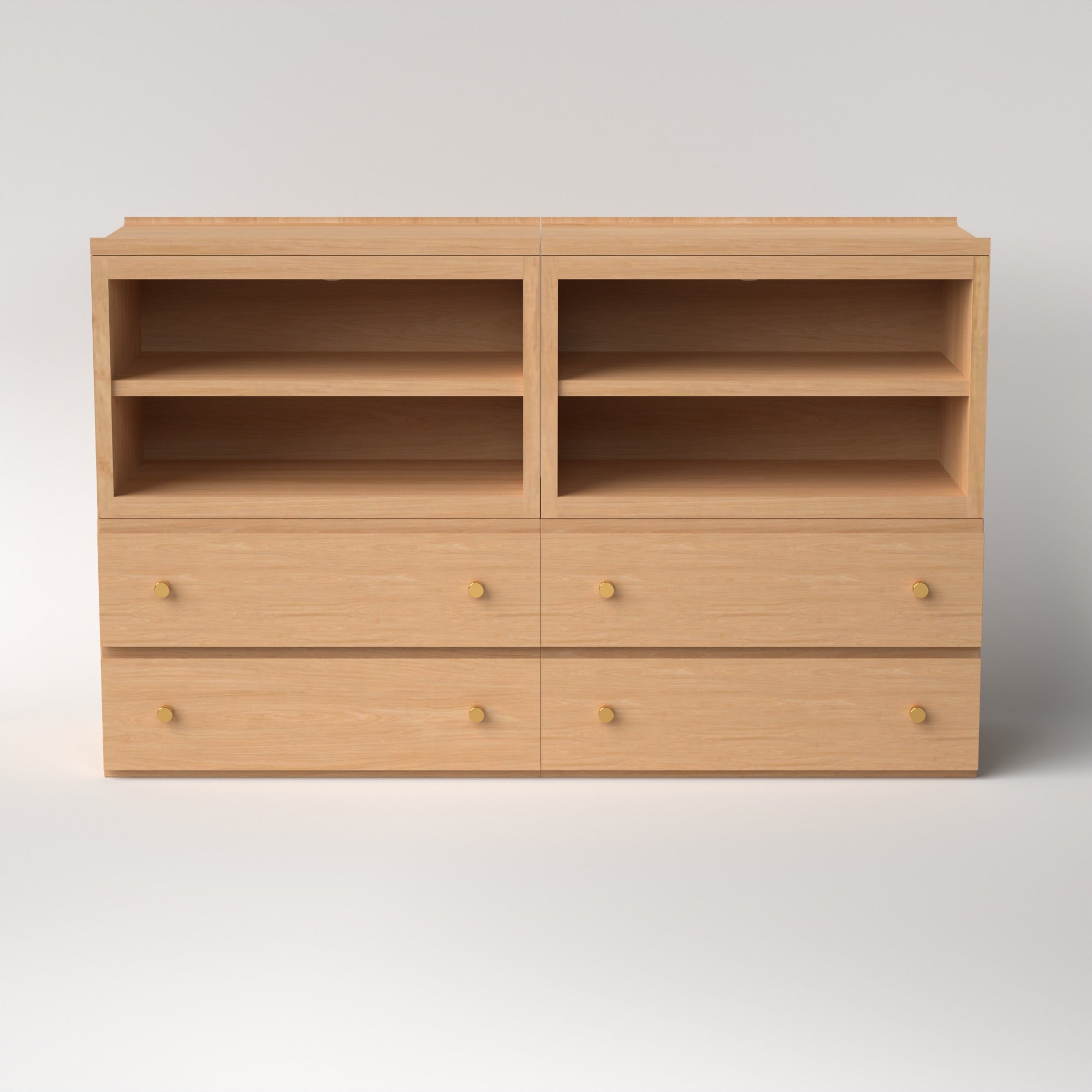 Stava Modular Credenza System | Solid Walnut/Teak/Oak Wood (4x2) | 5.5 Feet Length