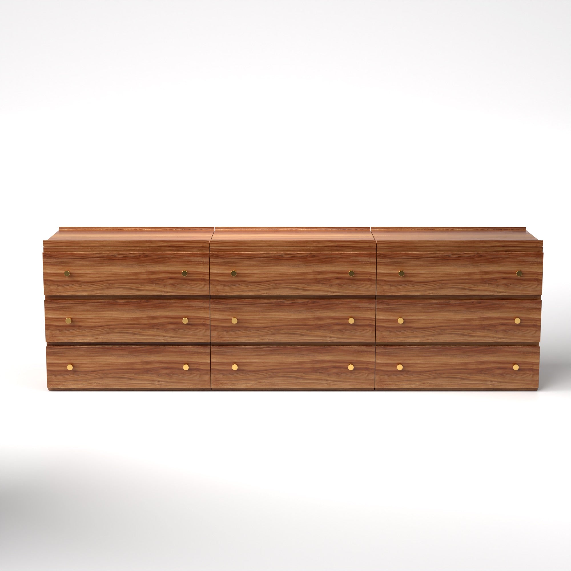 Stava Modular Drawer System | Solid Walnut/Teak/Oak Wood (3x3) | 8 Feet Length