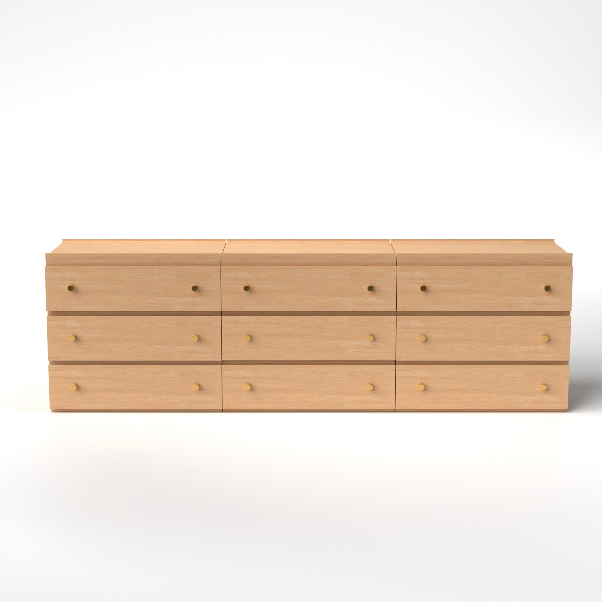 Stava Modular Drawer System | Solid Walnut/Teak/Oak Wood (3x3) | 8 Feet Length