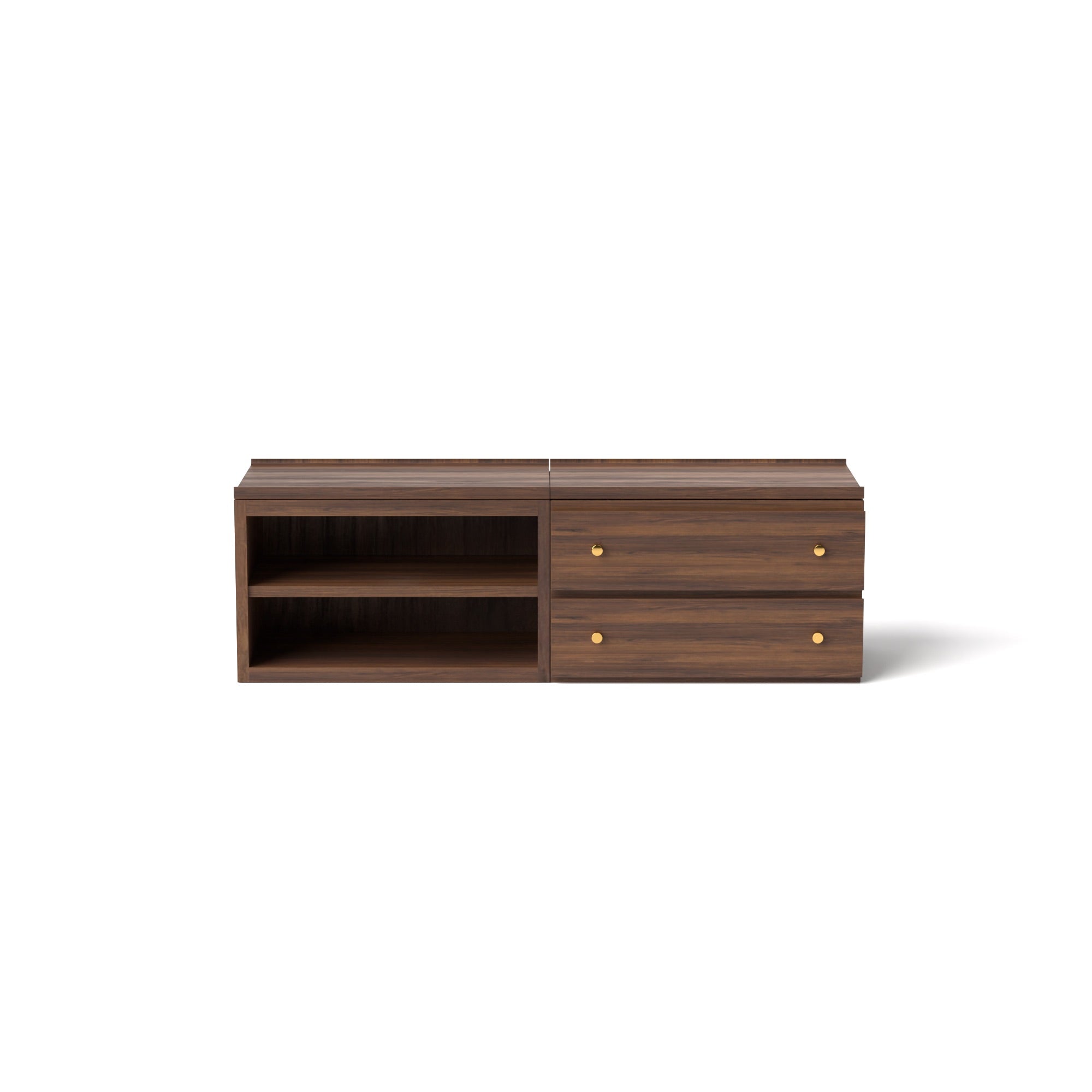 Stava Modular Credenza System | Solid Walnut/Teak/Oak Wood (2x2) | 5.5 Feet Length