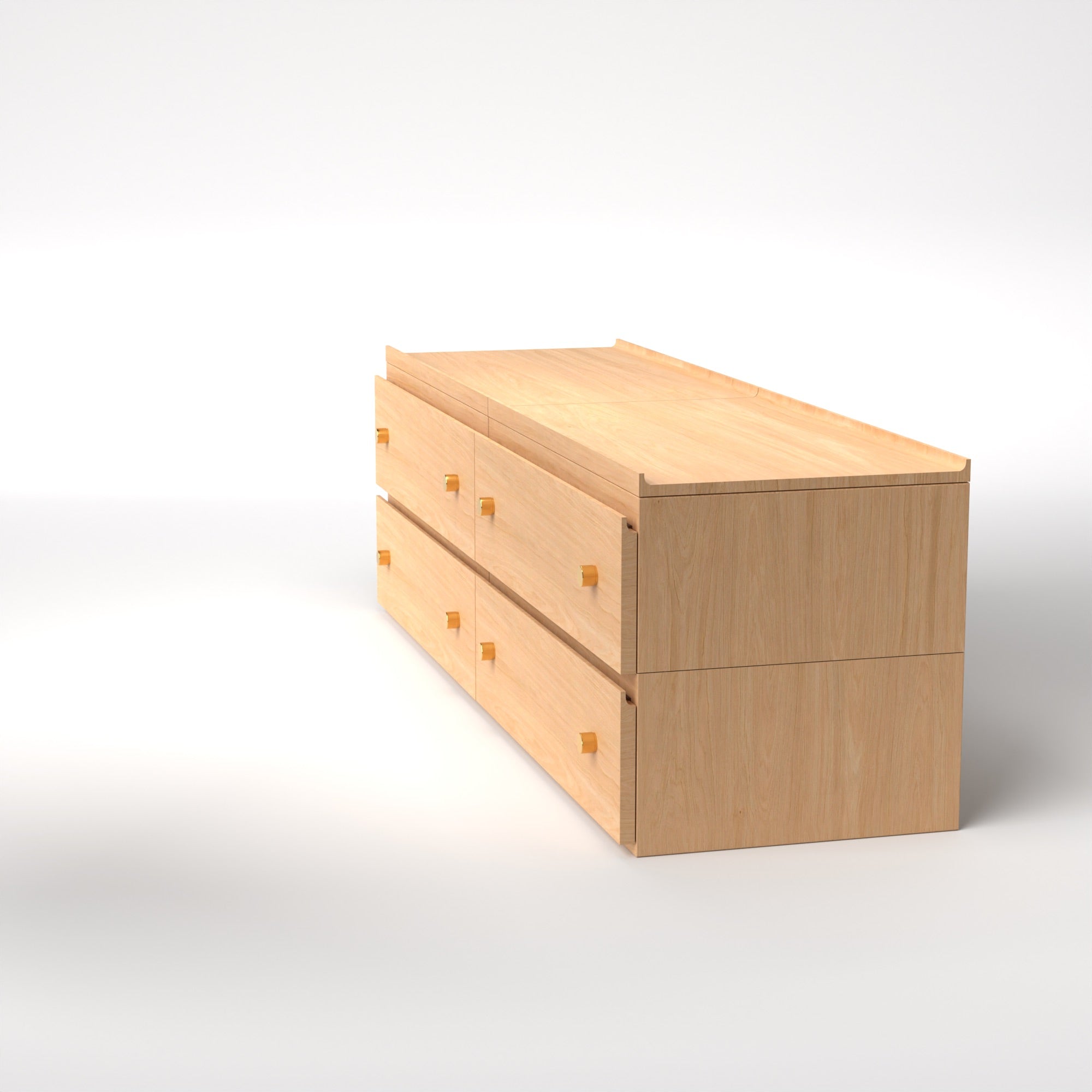 Stava Modular Drawer System | Solid Walnut/Teak/Oak Wood (2x2) | 5.5 Feet Length