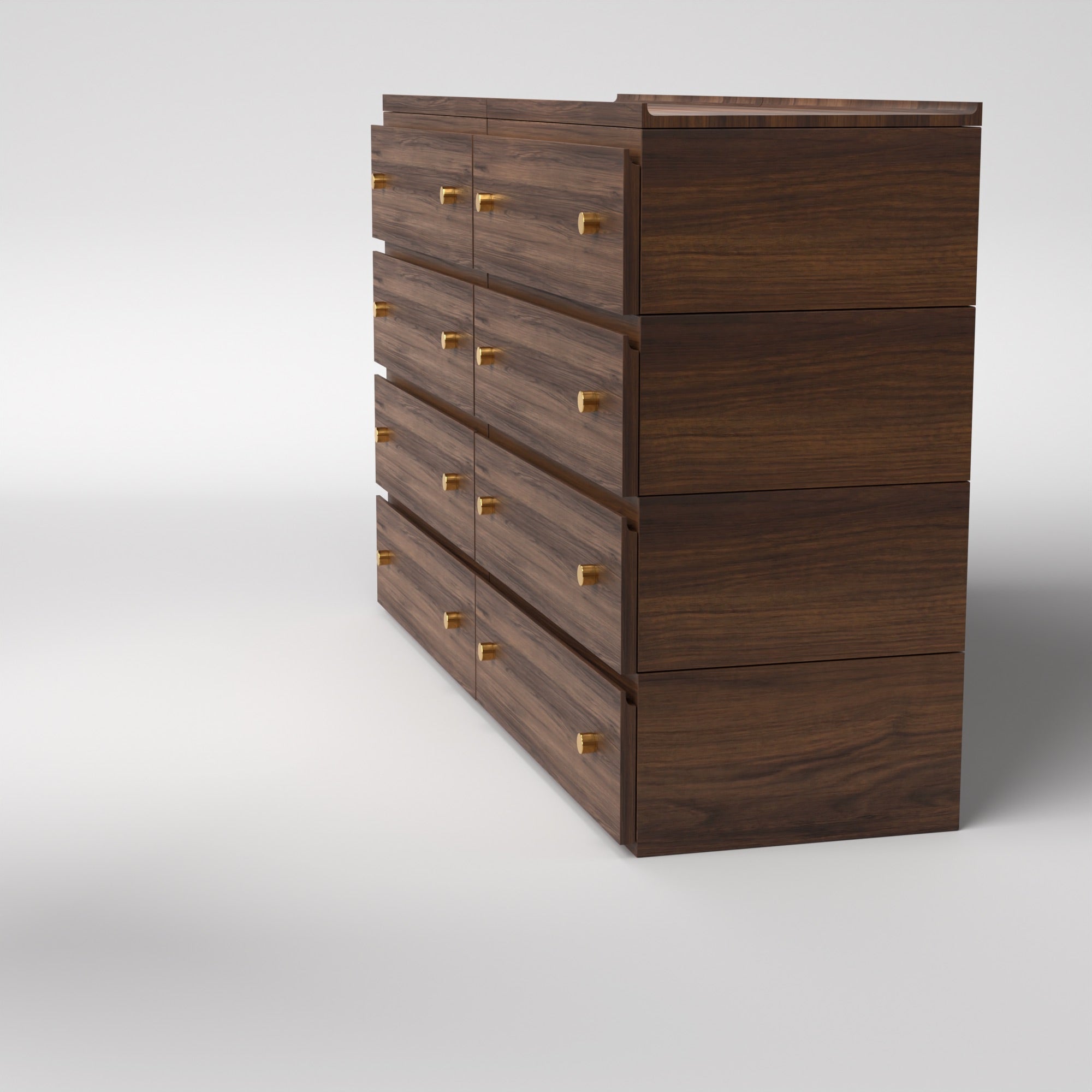 Stava Modular Drawer System | Solid Walnut/Teak/Oak Wood (4x2) | 5.5 Feet Length