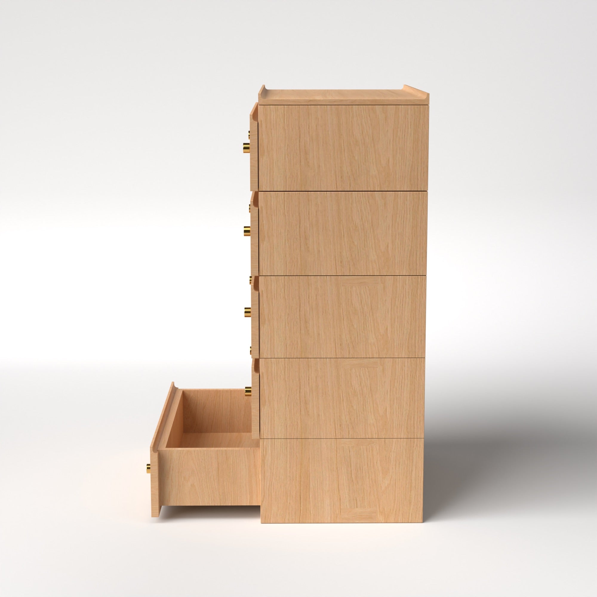 Stava Modular Drawer System | Solid Walnut/Teak/Oak Wood (5x1) | 3 Feet Length