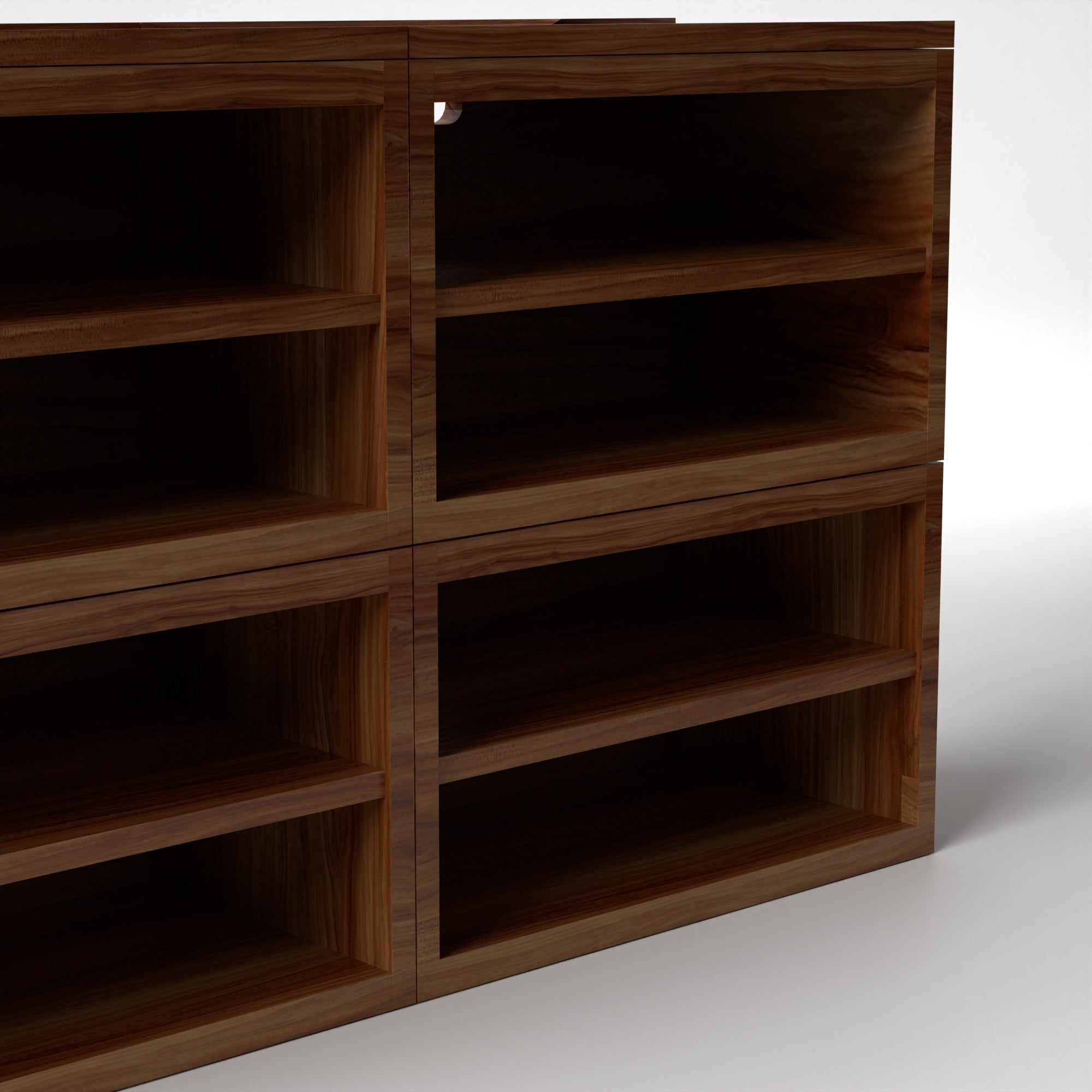 Stava Modular Shelving System | Solid Walnut/Teak/Oak Wood (4x2) | 5.5 Feet Length