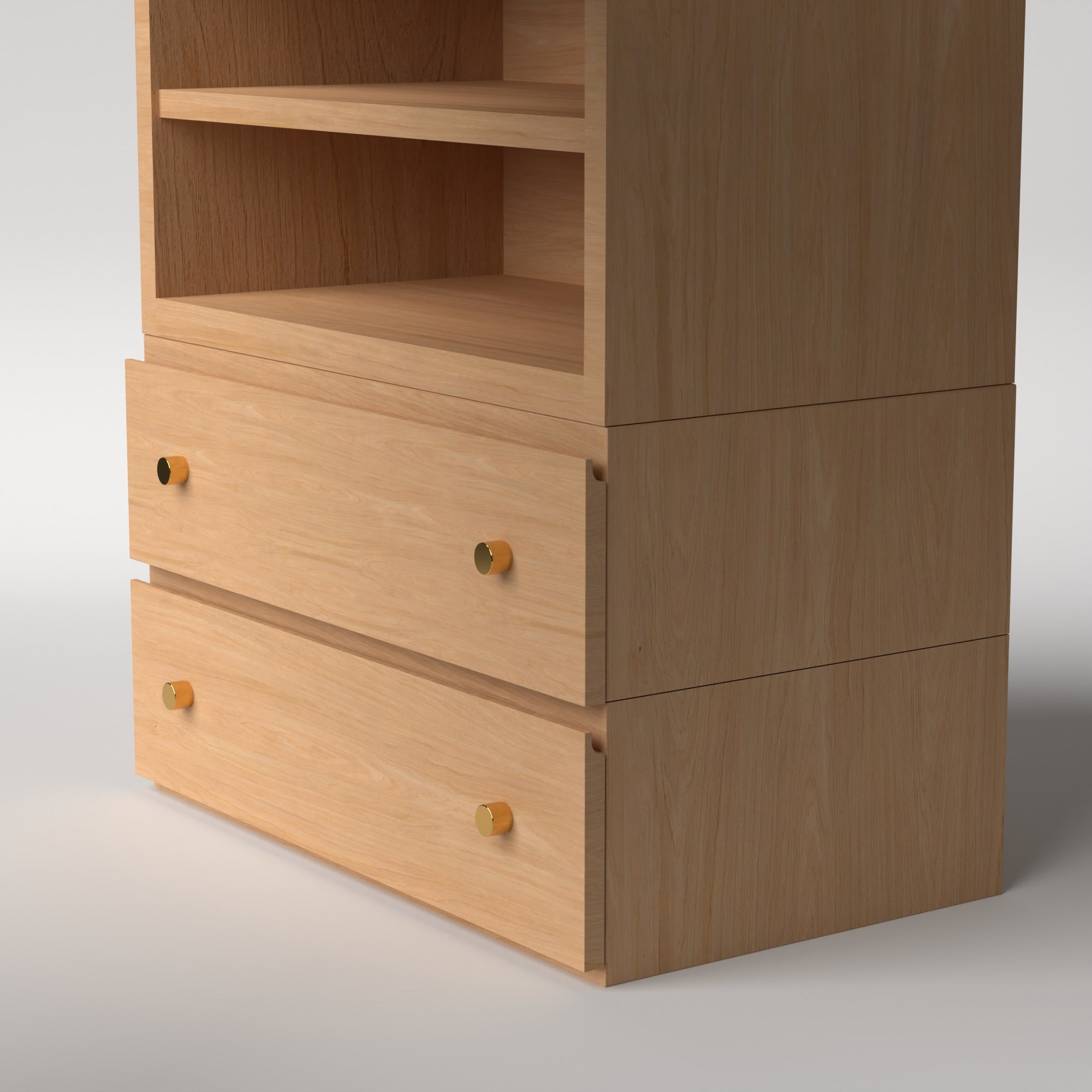 Stava Modular Credenza System | Solid Walnut/Teak/Oak Wood (4x1) | 3 Feet Length