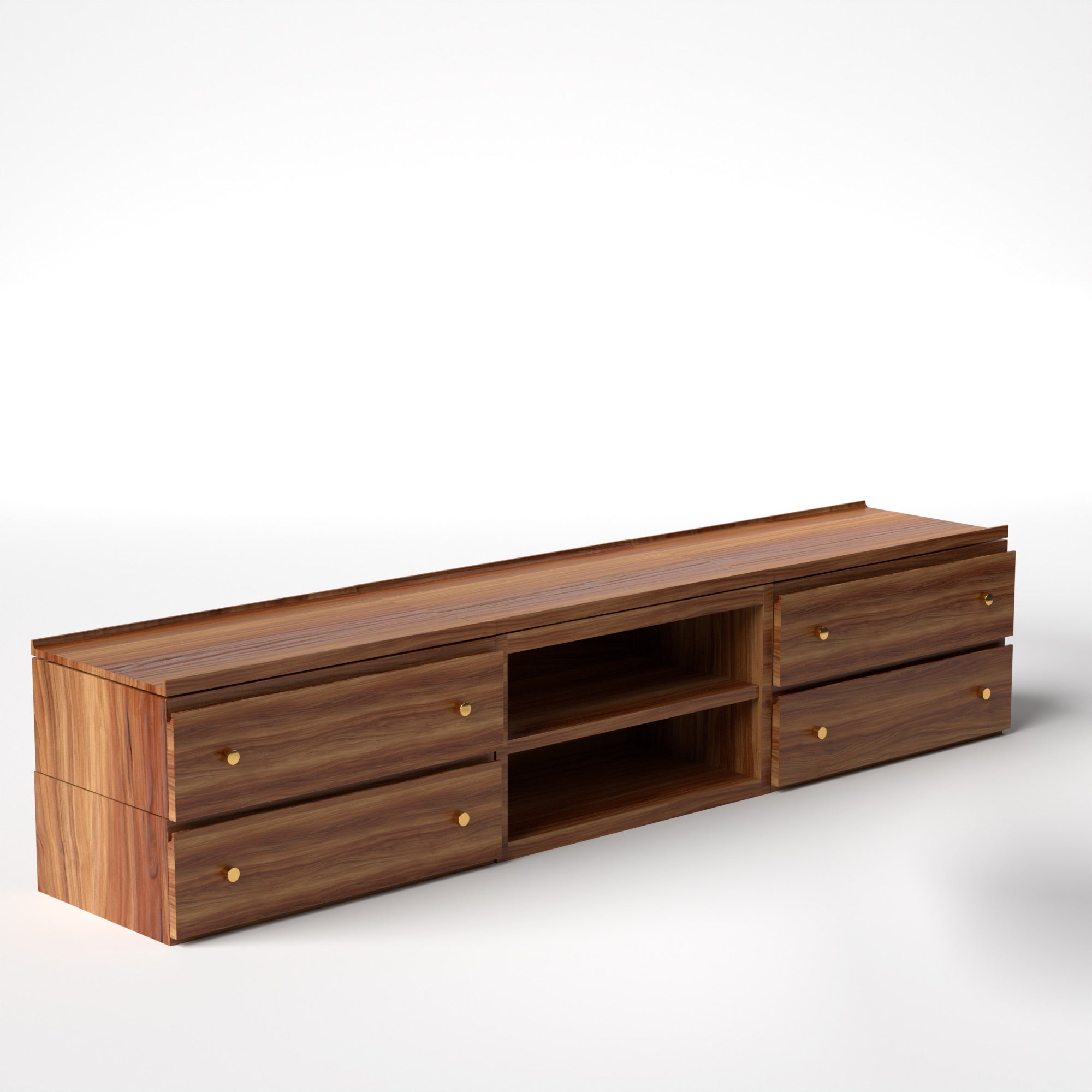 Stava Modular Credenza System | Solid Walnut/Teak/Oak Wood (2x3) | 8 Feet Length