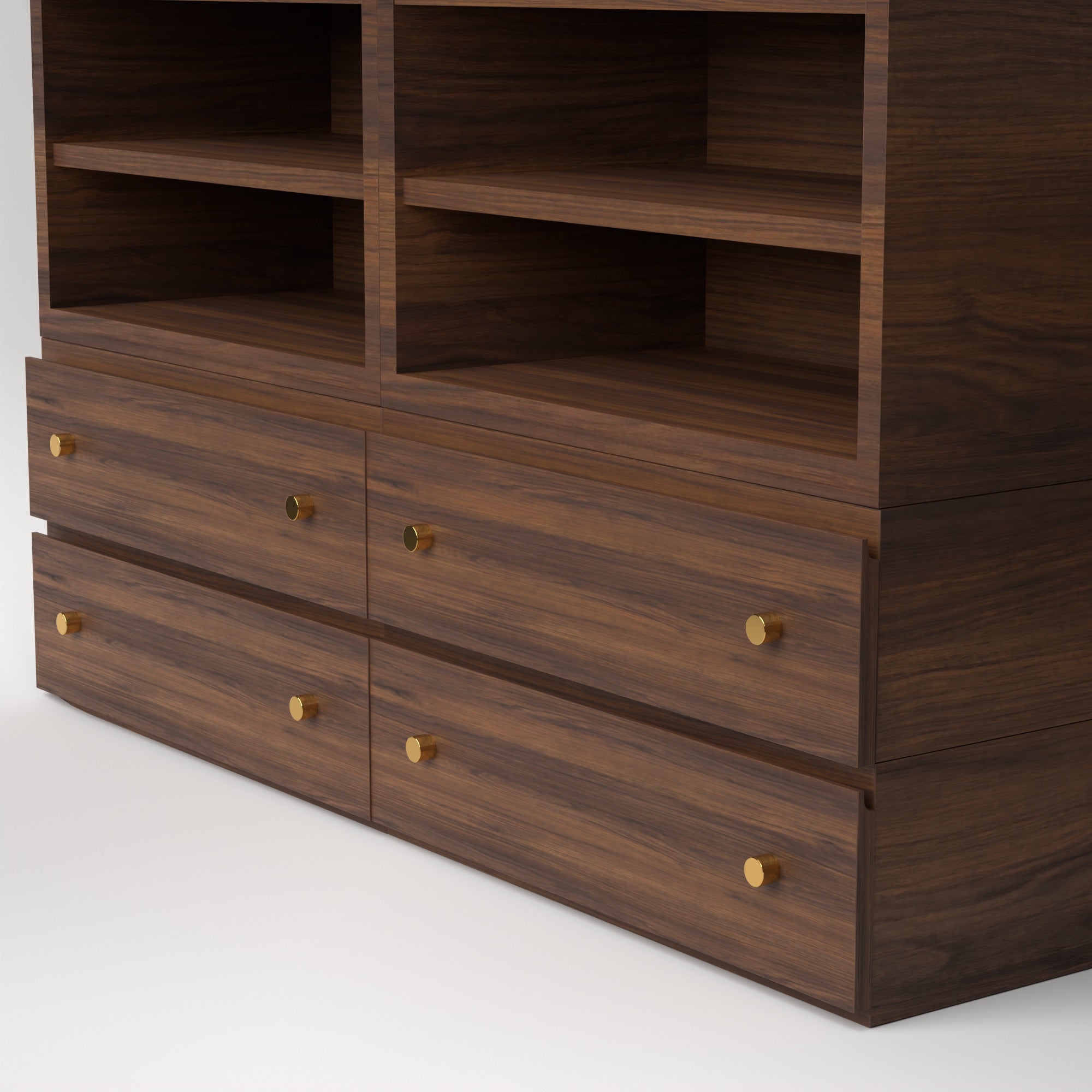 Stava Modular Credenza System | Solid Walnut/Teak/Oak Wood (4x2) | 5.5 Feet Length