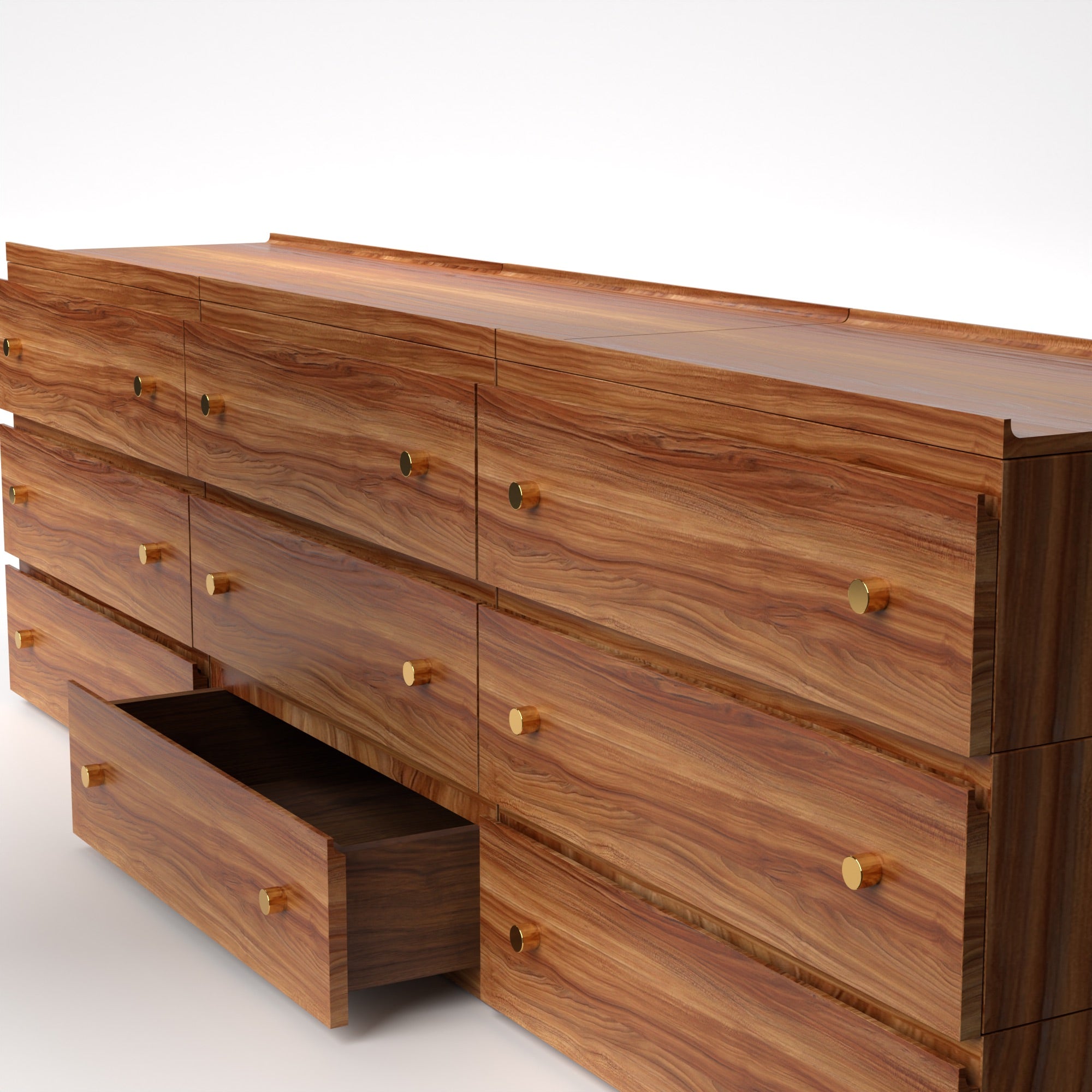 Stava Modular Drawer System | Solid Walnut/Teak/Oak Wood (3x3) | 8 Feet Length