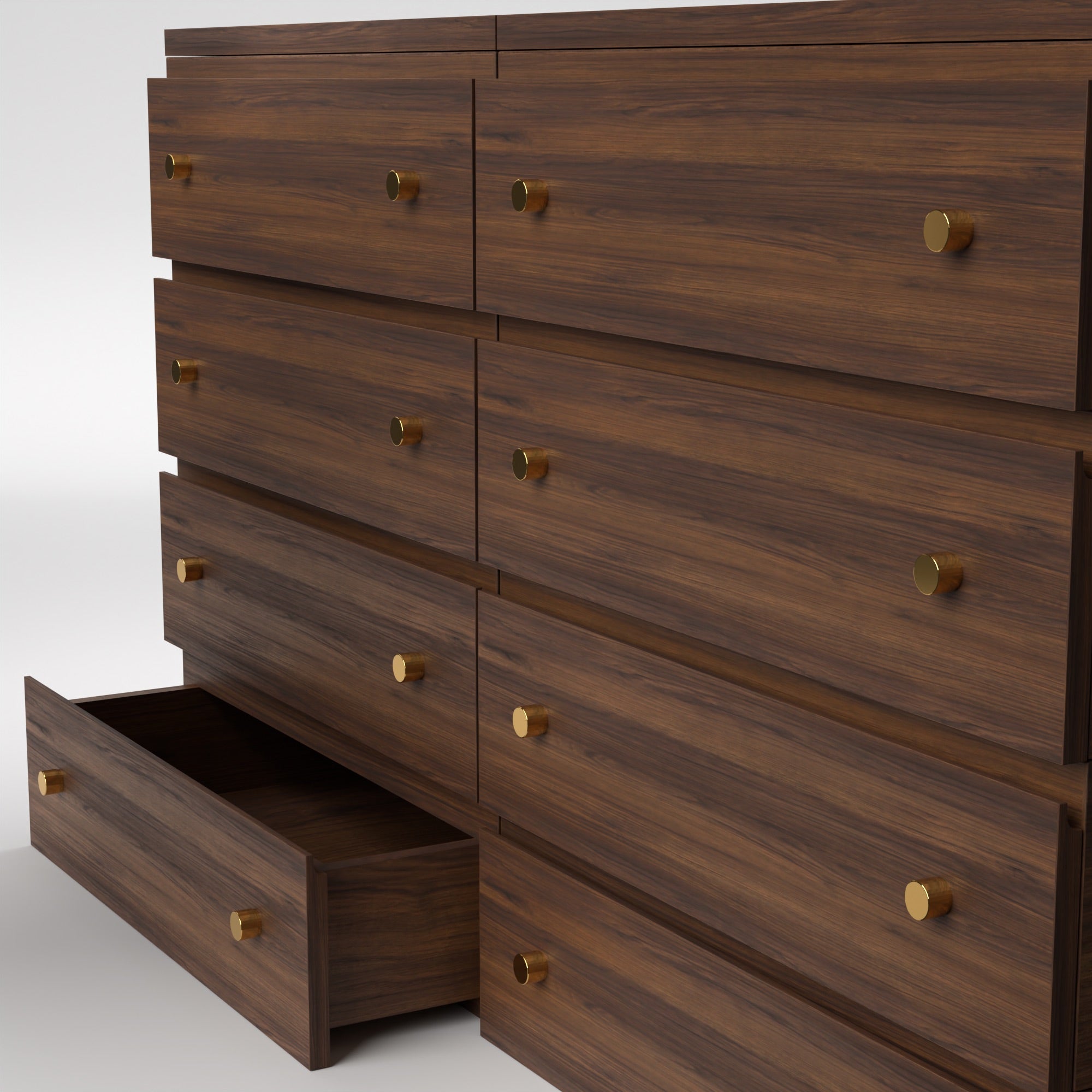 Stava Modular Drawer System | Solid Walnut/Teak/Oak Wood (4x2) | 5.5 Feet Length