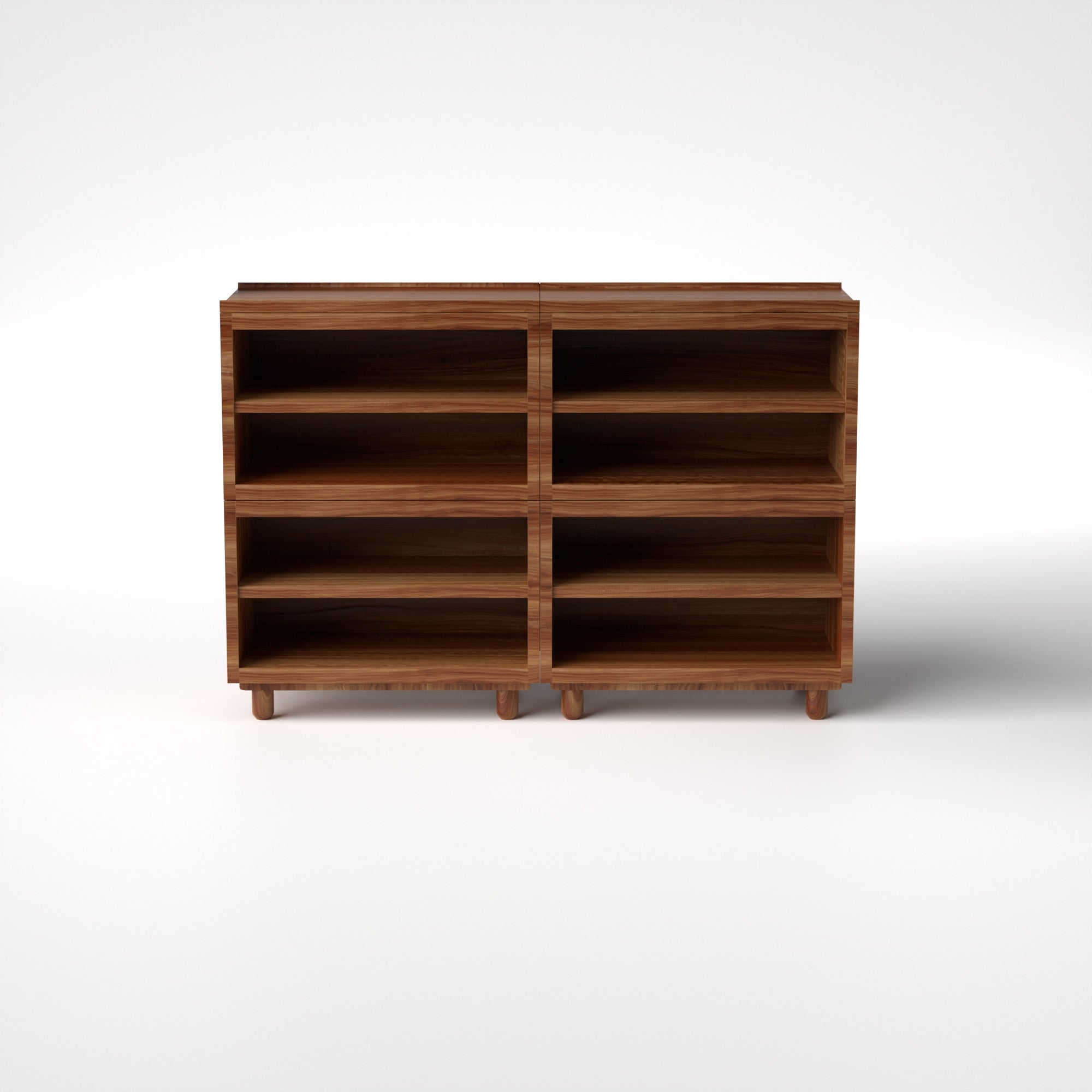 Stava Modular Shelving System | Solid Walnut/Teak/Oak Wood (4x2) | 5.5 Feet Length