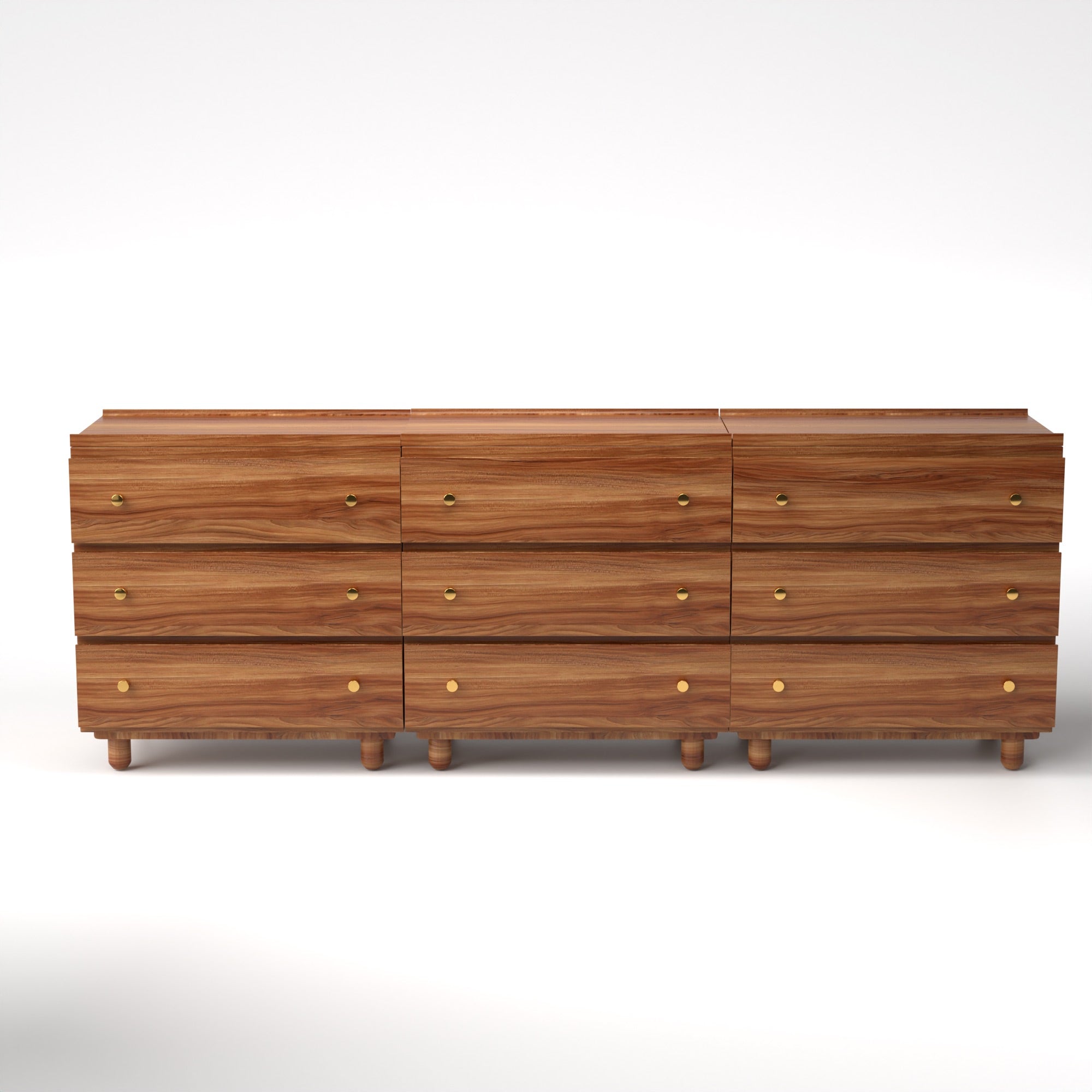 Stava Modular Drawer System | Solid Walnut/Teak/Oak Wood (3x3) | 8 Feet Length