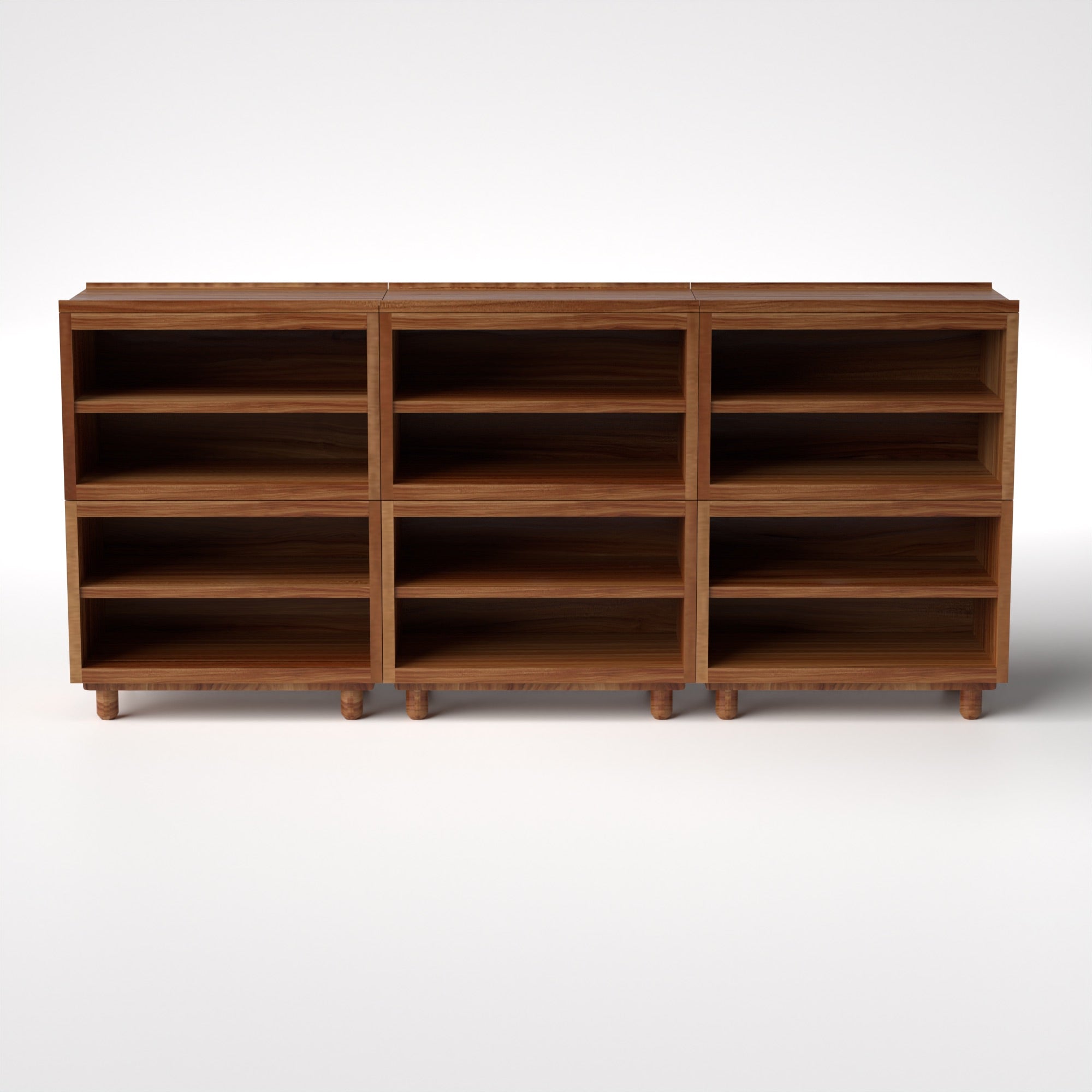 Stava Modular Shelving System | Solid Walnut/Teak/Oak Wood (4x3) | 8 Feet Length