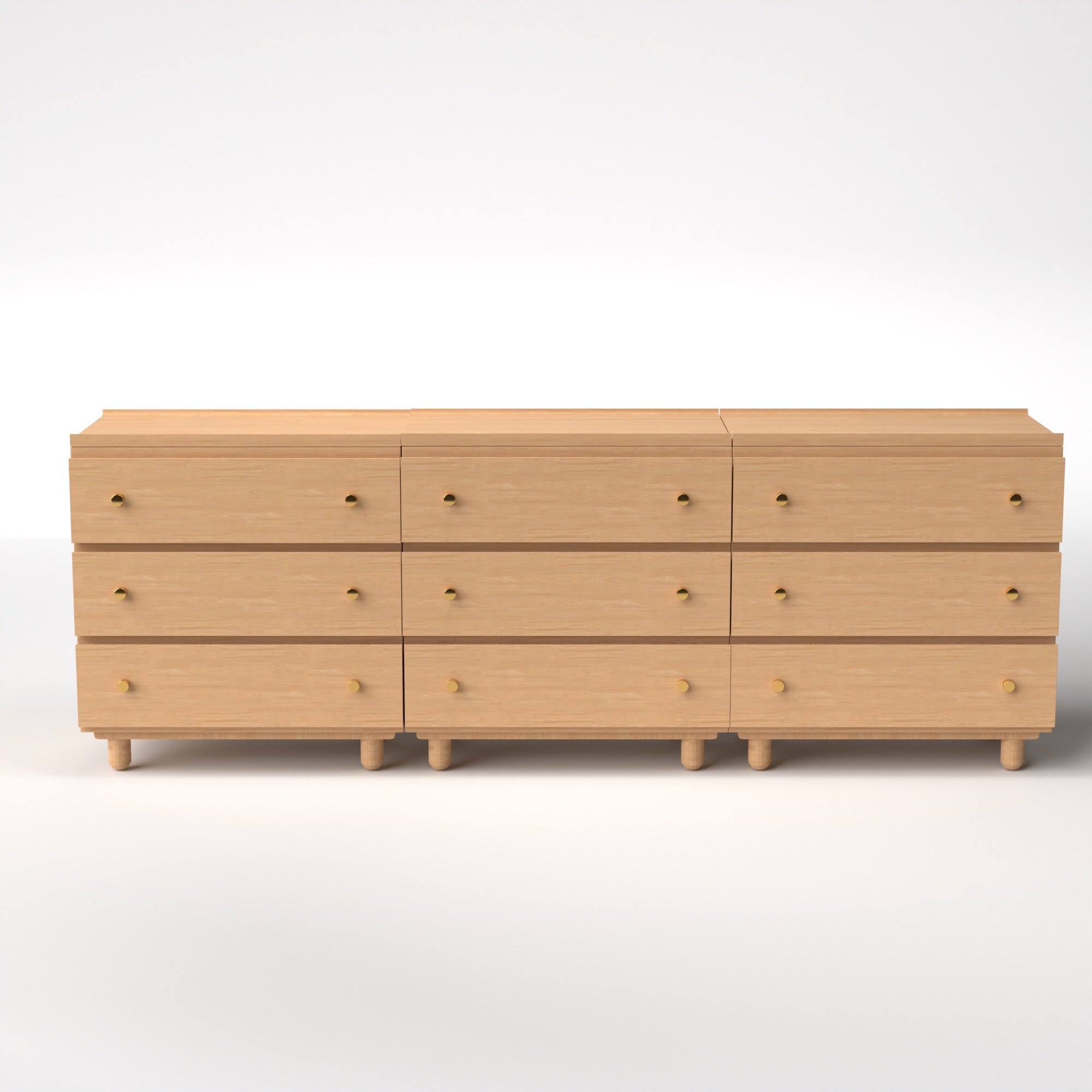 Stava Modular Drawer System | Solid Walnut/Teak/Oak Wood (3x3) | 8 Feet Length