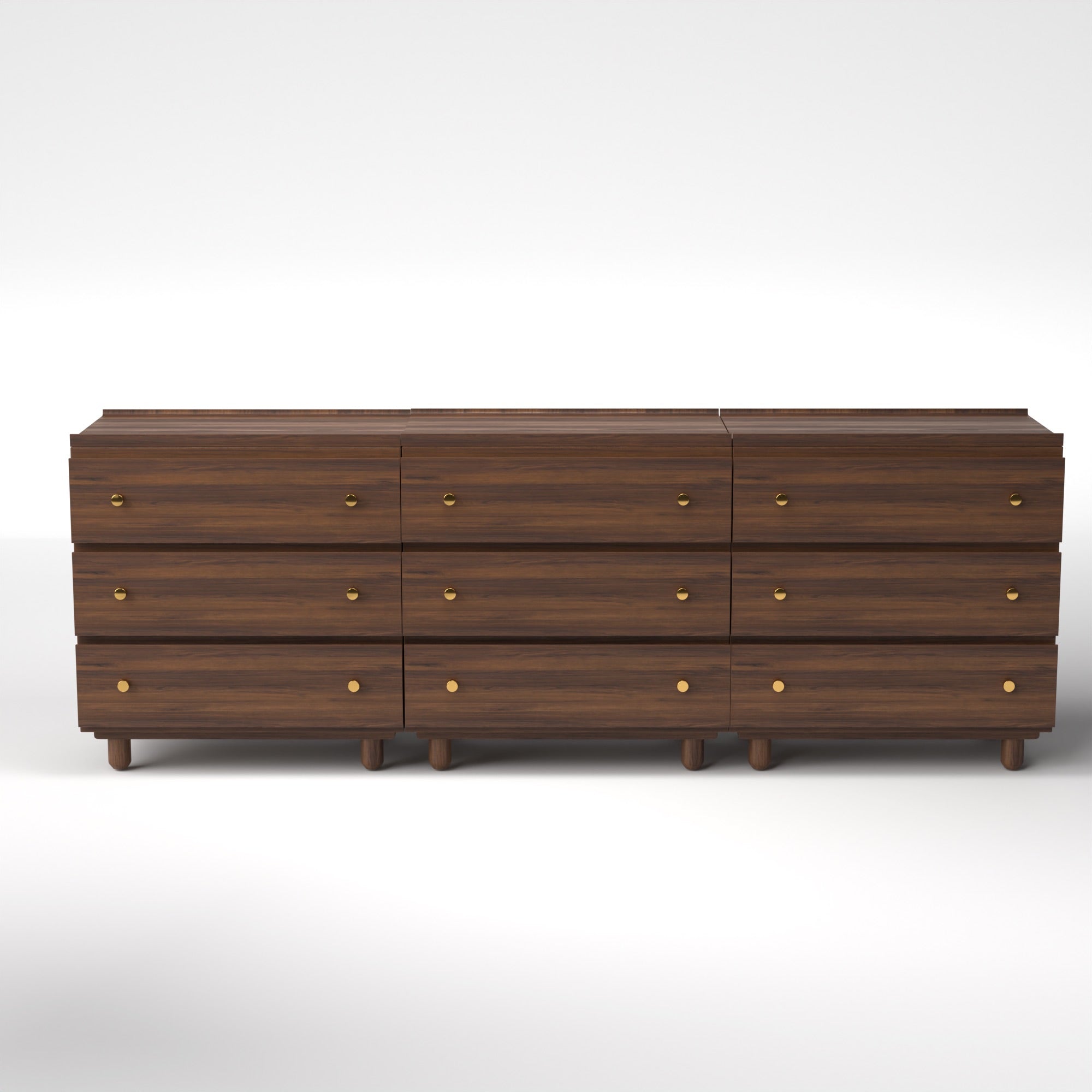 Stava Modular Drawer System | Solid Walnut/Teak/Oak Wood (3x3) | 8 Feet Length