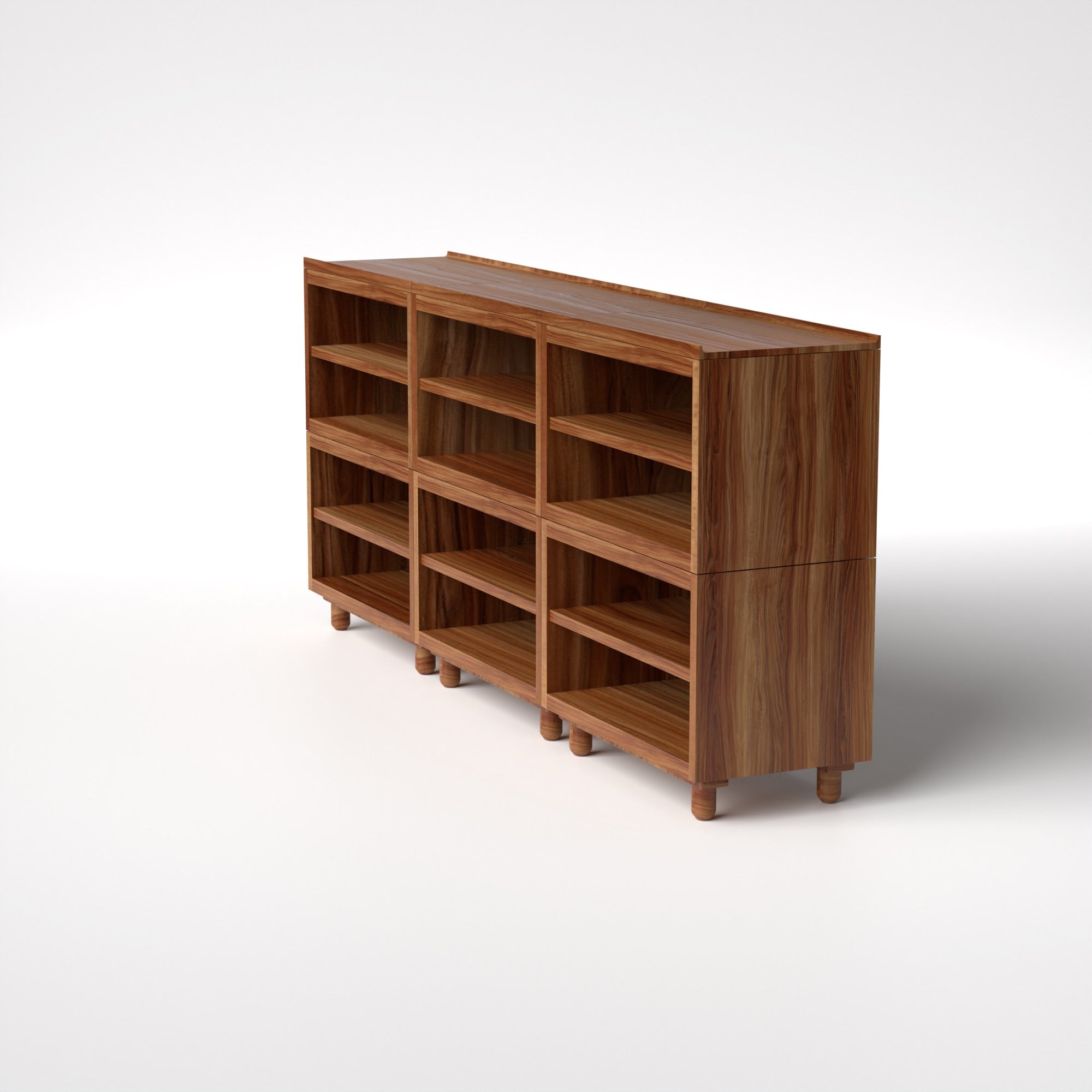 Stava Modular Shelving System | Solid Walnut/Teak/Oak Wood (4x3) | 8 Feet Length