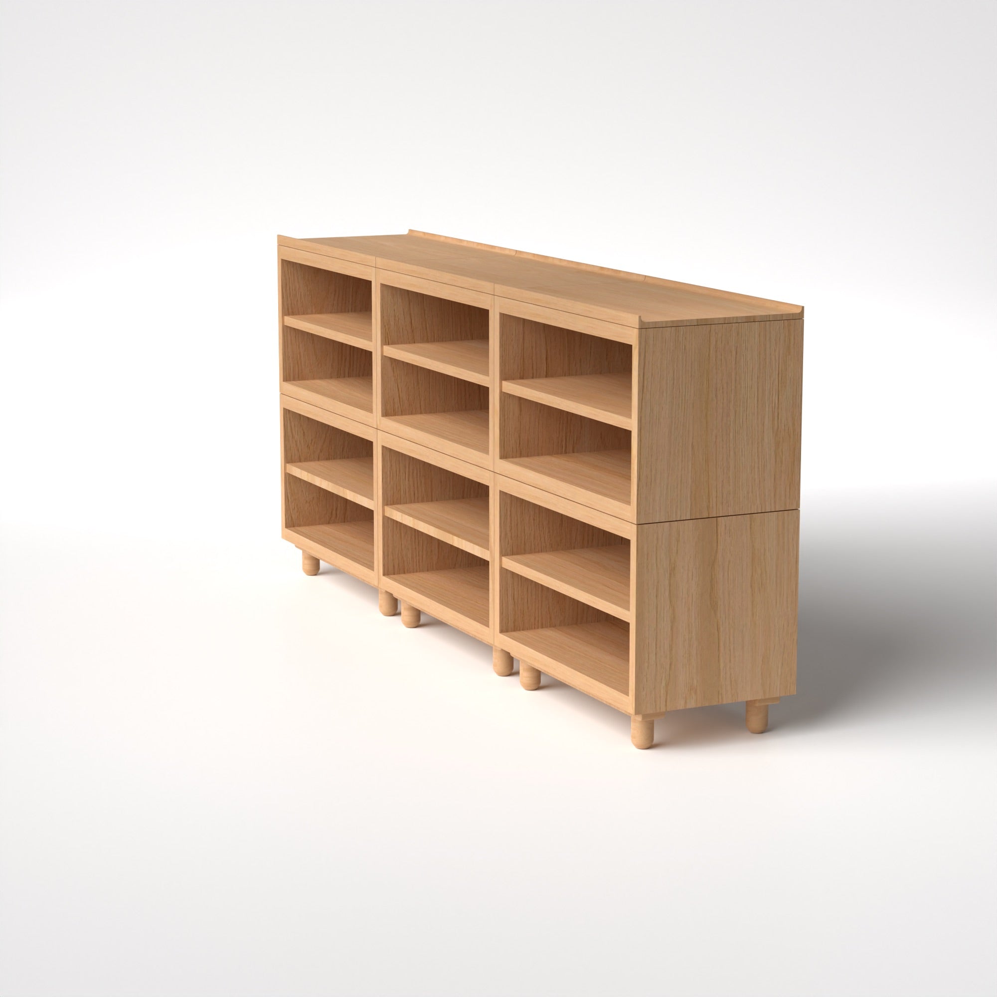 Stava Modular Shelving System | Solid Walnut/Teak/Oak Wood (4x3) | 8 Feet Length