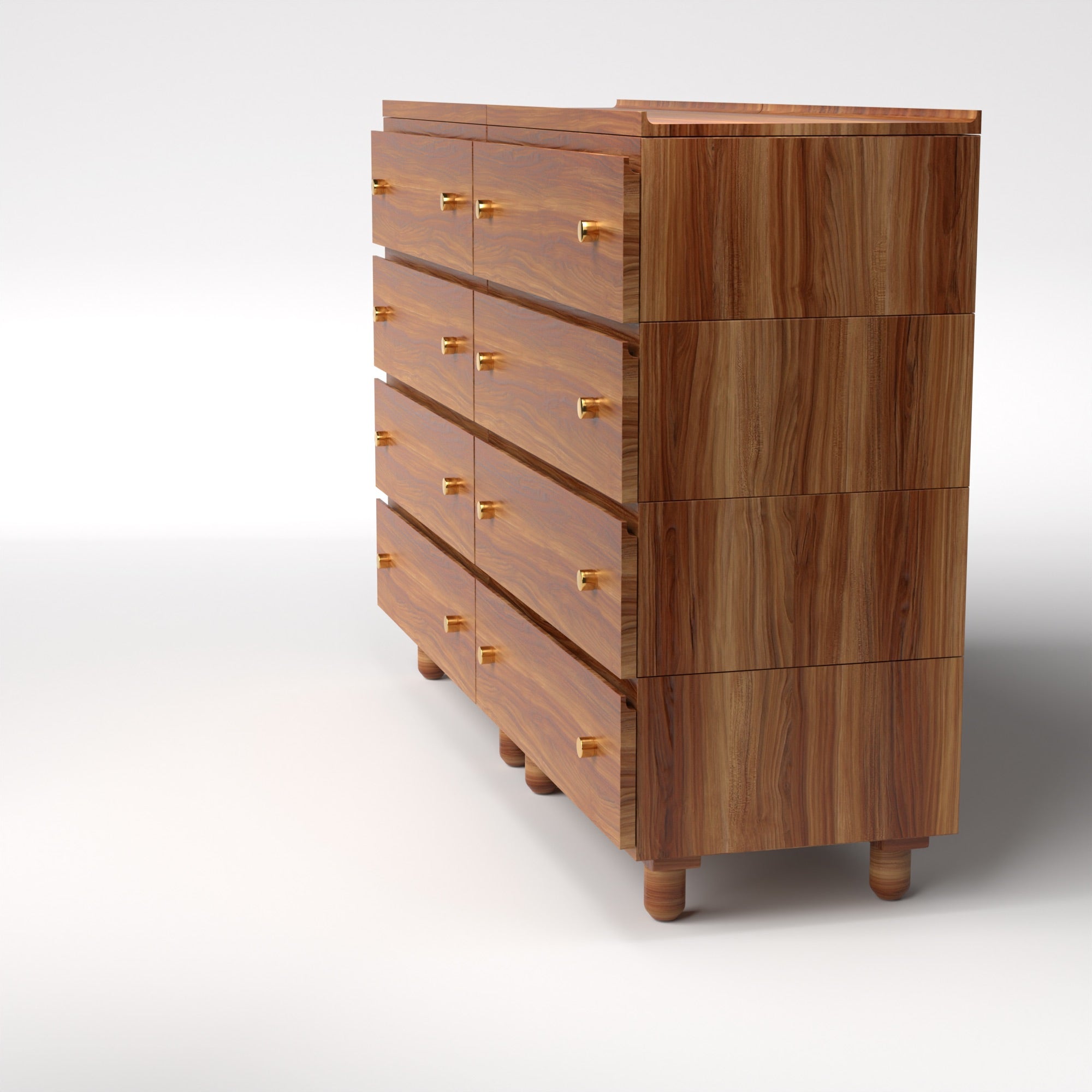 Stava Modular Drawer System | Solid Walnut/Teak/Oak Wood (4x2) | 5.5 Feet Length