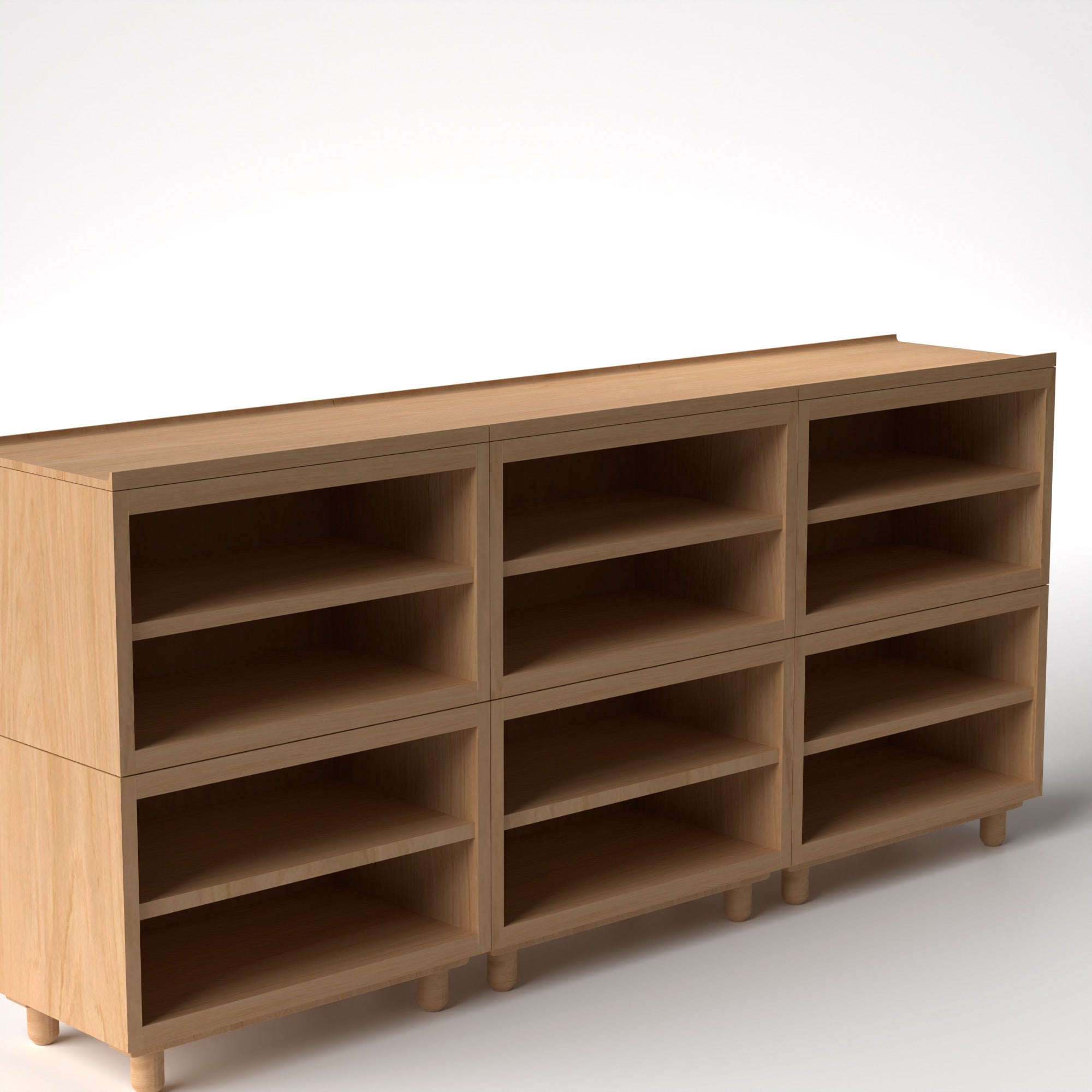 Stava Modular Shelving System | Solid Walnut/Teak/Oak Wood (4x3) | 8 Feet Length