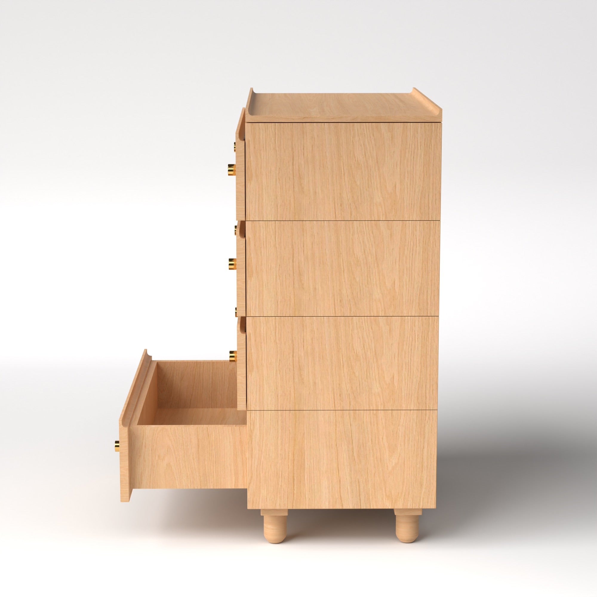 Stava Modular Drawer System | Solid Walnut/Teak/Oak Wood (4x1) | 3 Feet Length