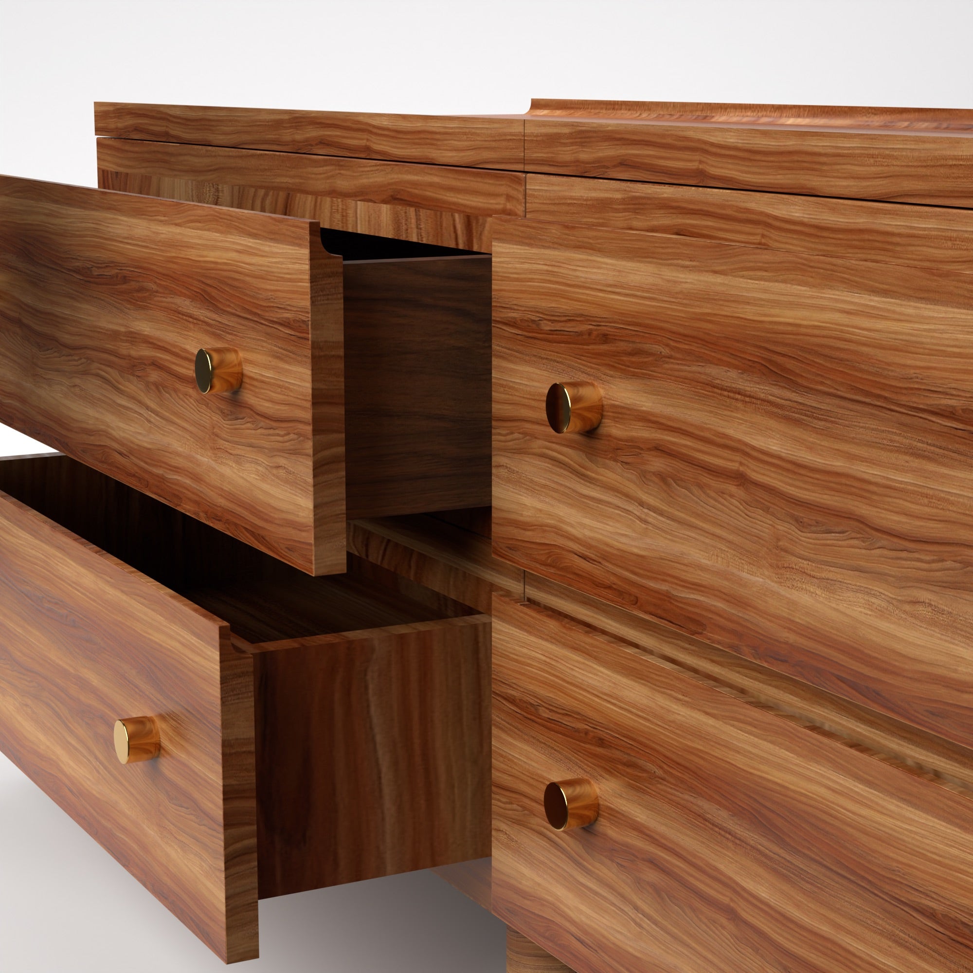 Stava Modular Drawer System | Solid Walnut/Teak/Oak Wood (2x2) | 5.5 Feet Length