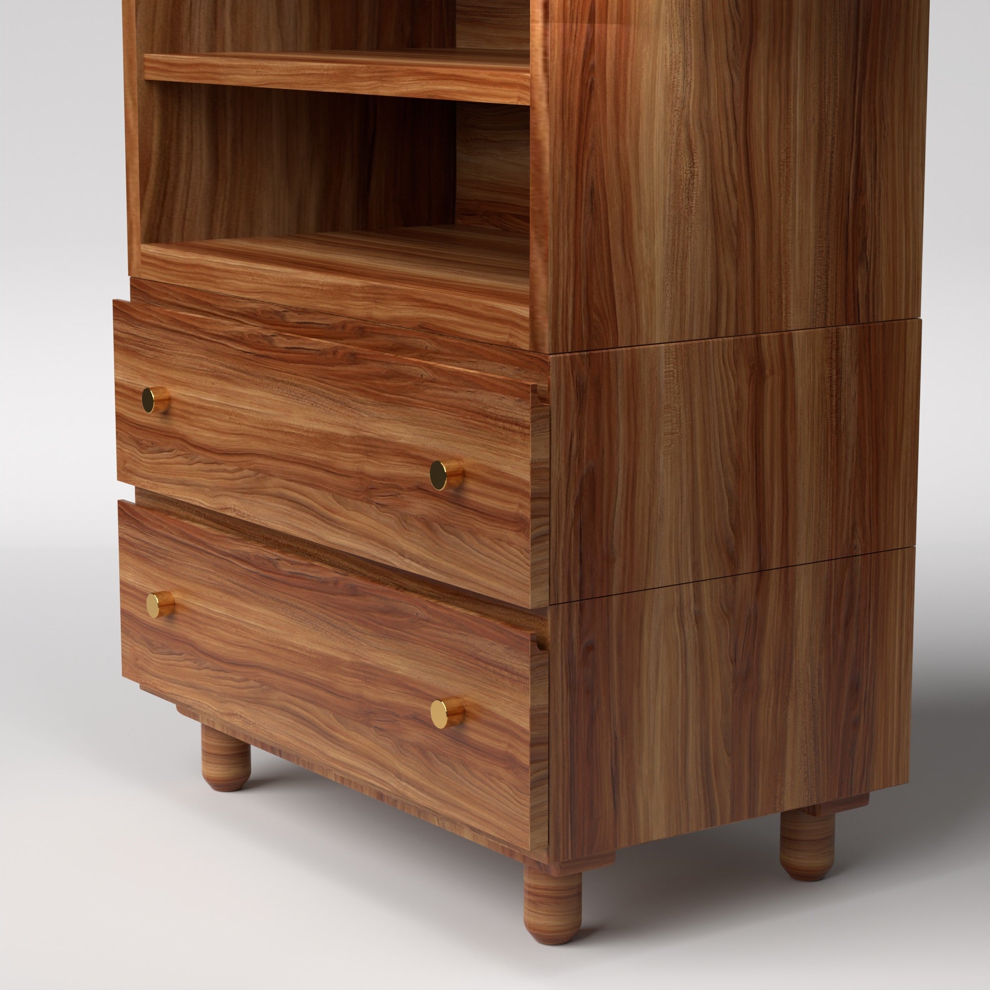 Stava Modular Credenza System | Solid Walnut/Teak/Oak Wood (4x1) | 3 Feet Length