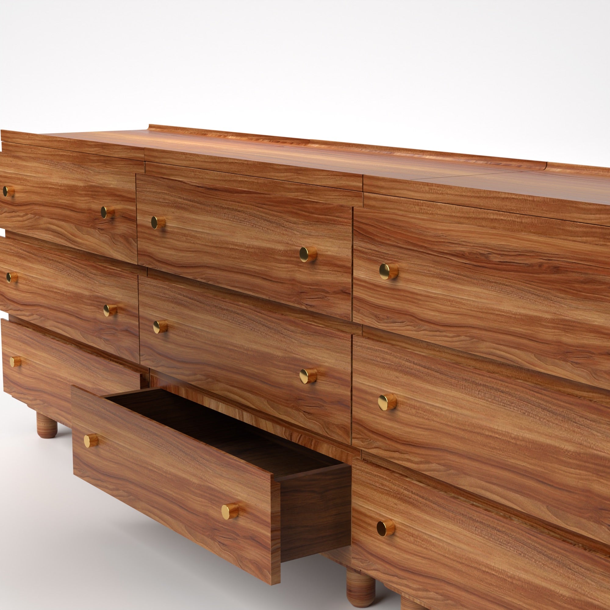 Stava Modular Drawer System | Solid Walnut/Teak/Oak Wood (3x3) | 8 Feet Length