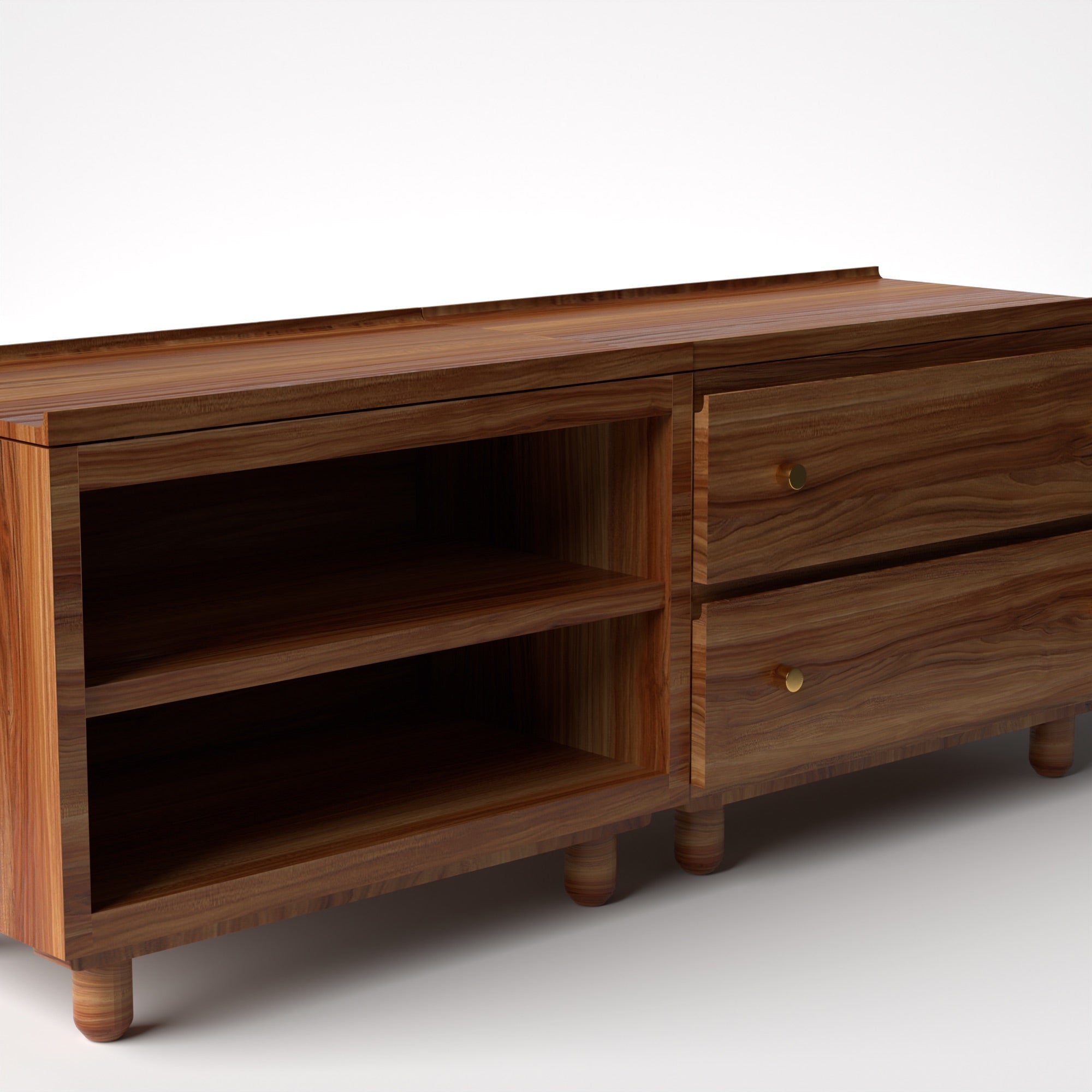 Stava Modular Credenza System | Solid Walnut/Teak/Oak Wood (2x2) | 5.5 Feet Length