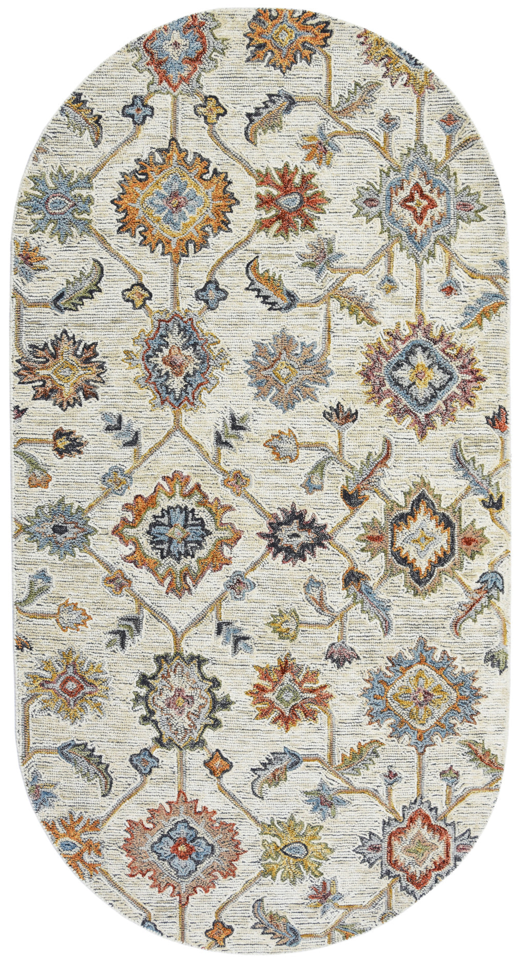 Floral Shape Hand Tufted Wool Rug - 3.7x7.4 ft (RG_00121)