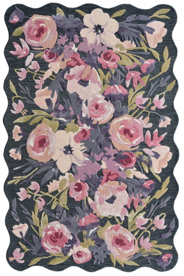 Floral Shape Hand Tufted Wool & Viscose Rug - 5x8 ft (RG_00129)