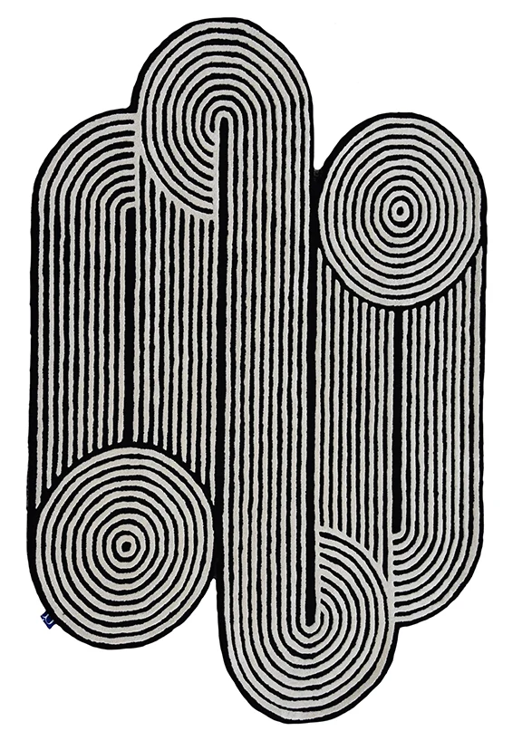 Shaped Hand Tufted Wool & Viscose Rug - 3x5 ft (RG_00441)
