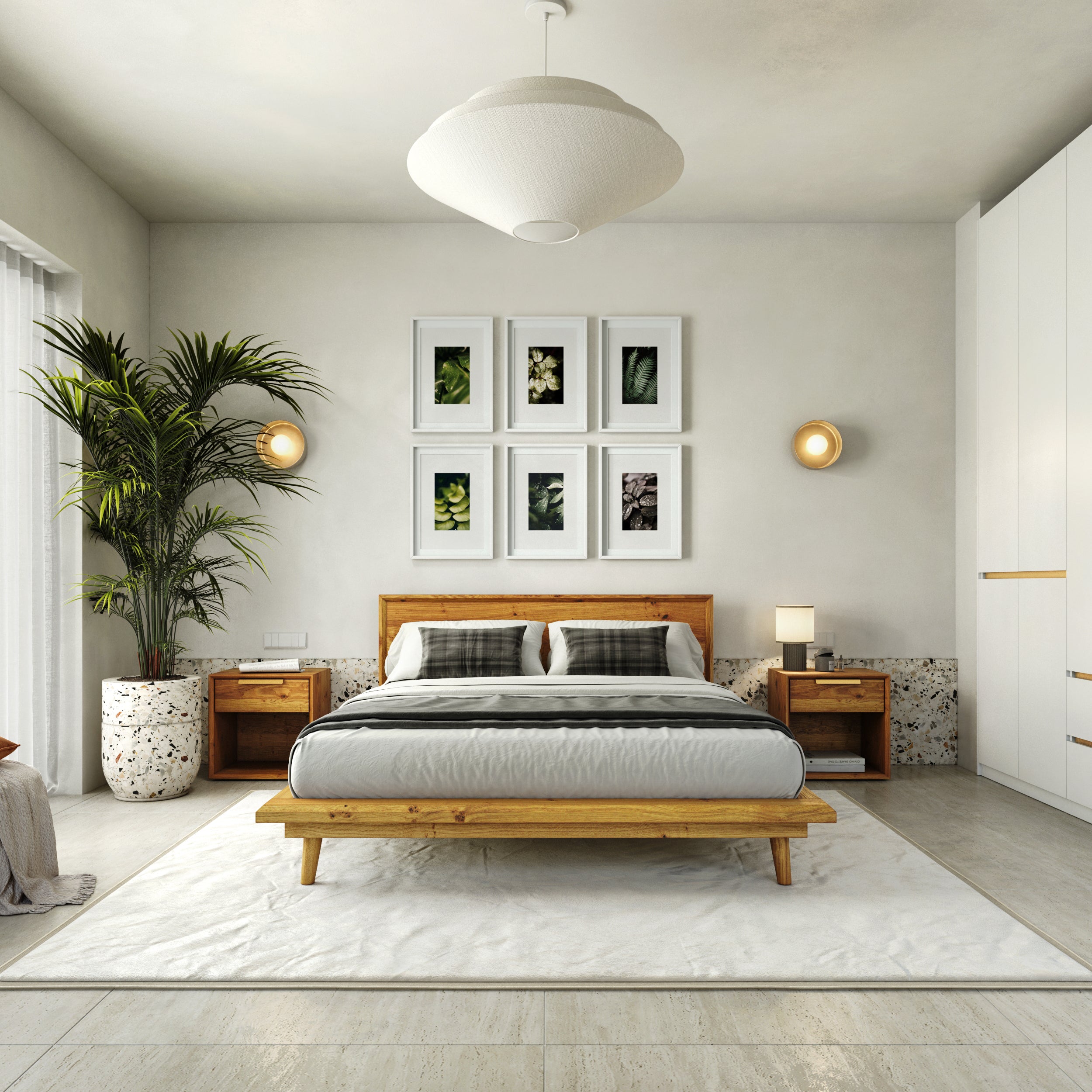 Bon Bed - Solid Teak/Walnut/Oak Wood (Queen)