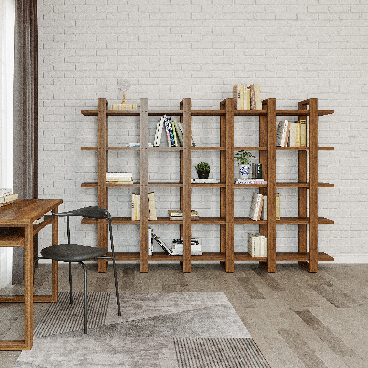 Harmony Shelf/Bookcase - 98" - Solid Teak Wood