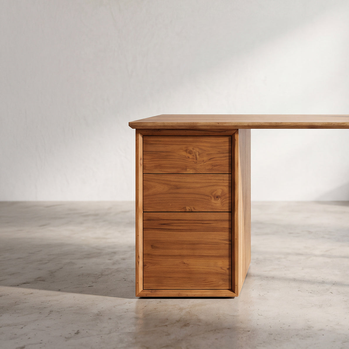 Takeshi Desk Pro with Storage Unit (5x2.5 feet) - Solid Teak