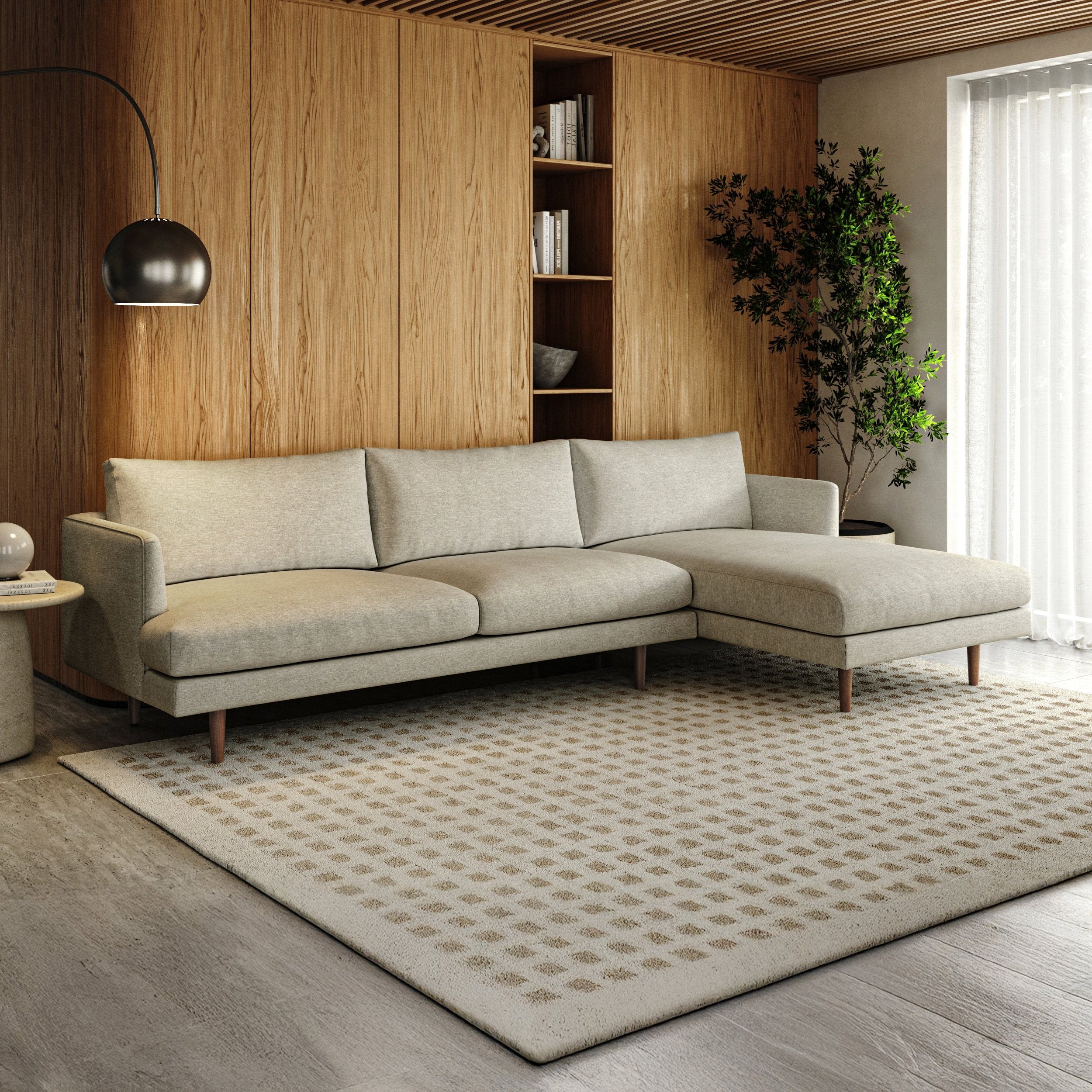 Anne Sofa | L Shaped Sectional | Down-feather Back Cushion (9.3 feet) XL | Removable Fabric