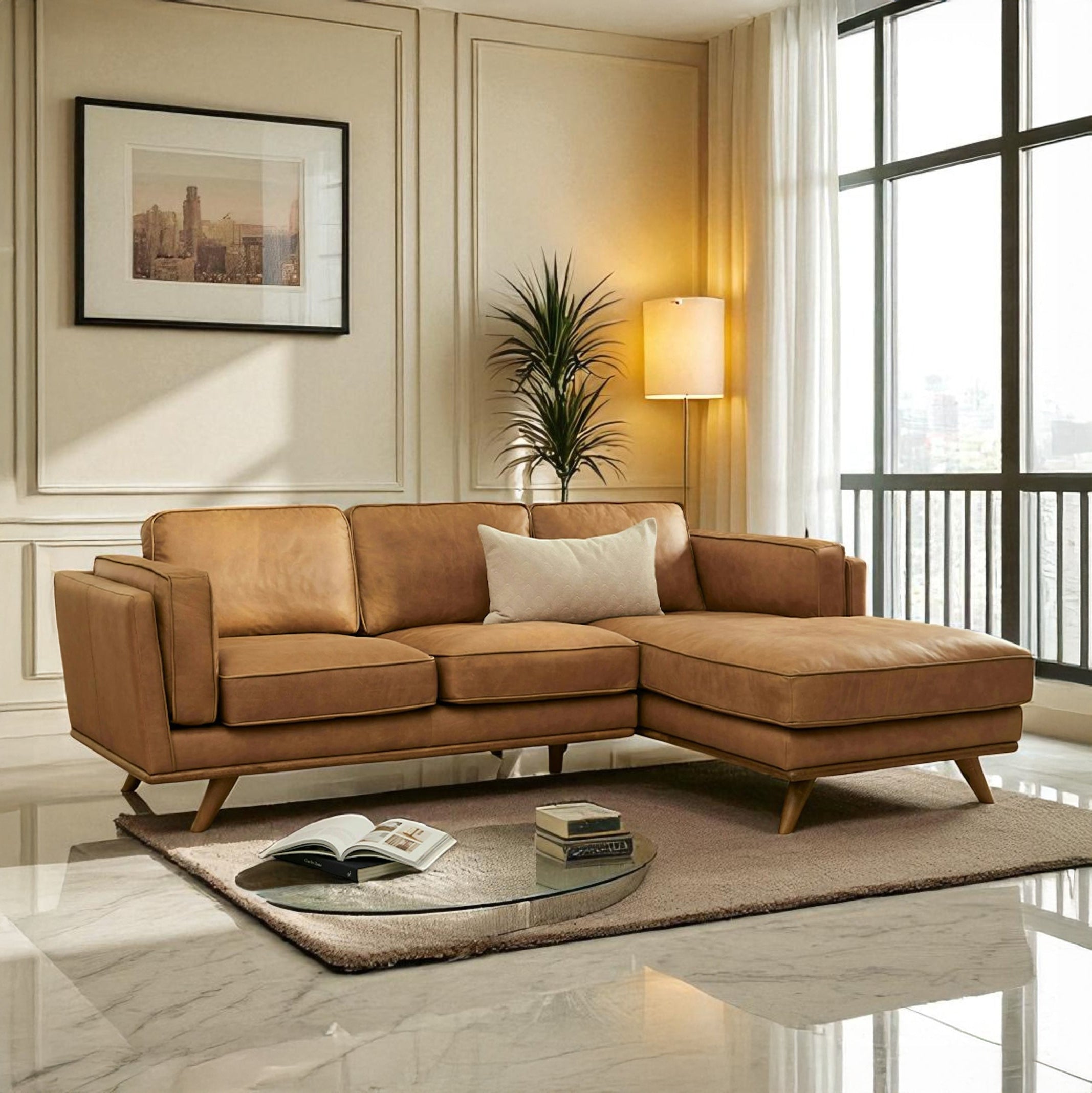 Lumo Sofa | L Shaped Sectional (7.5 feet) Genuine Leather