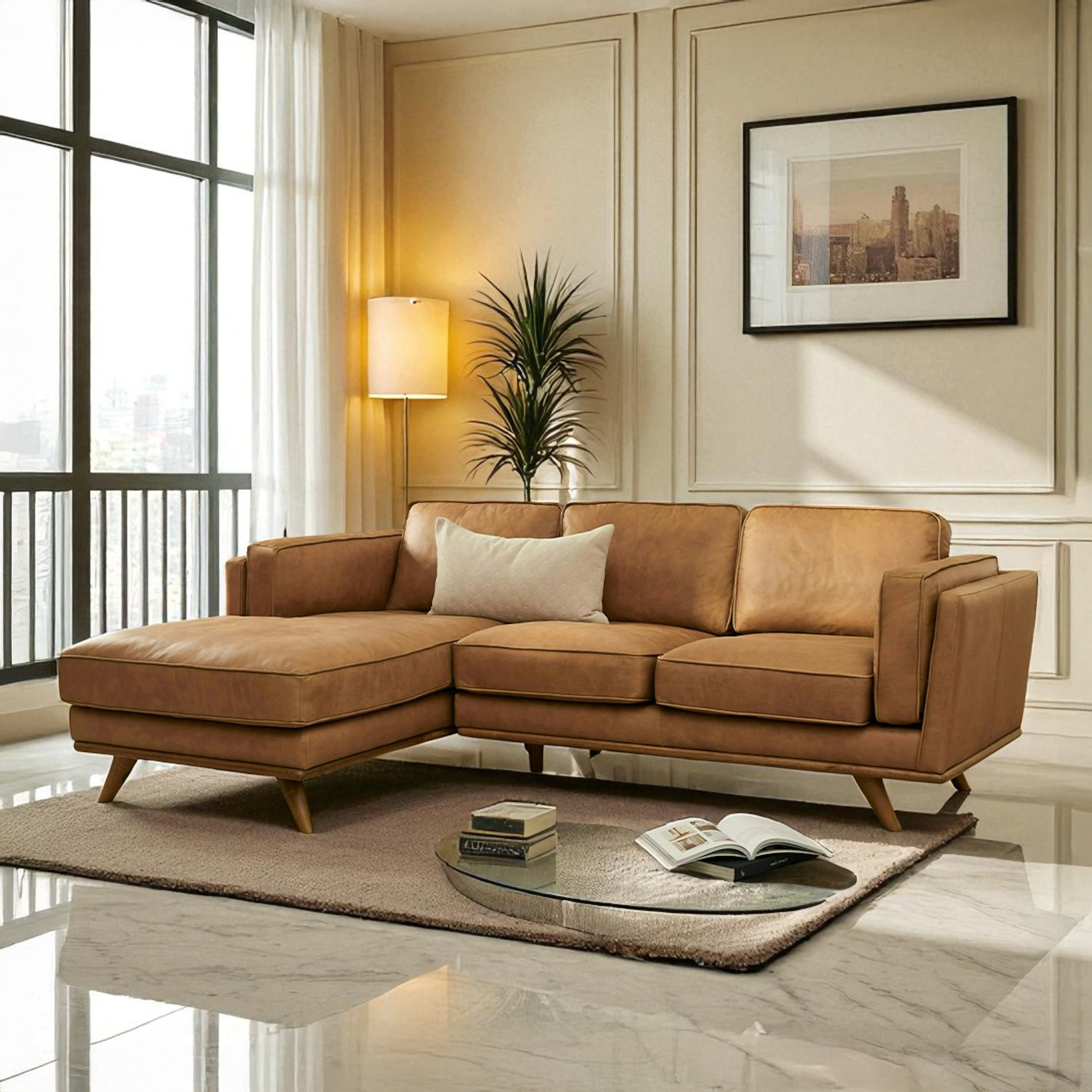Lumo Sofa | L Shaped Right Sectional (7.5 feet) Genuine Leather