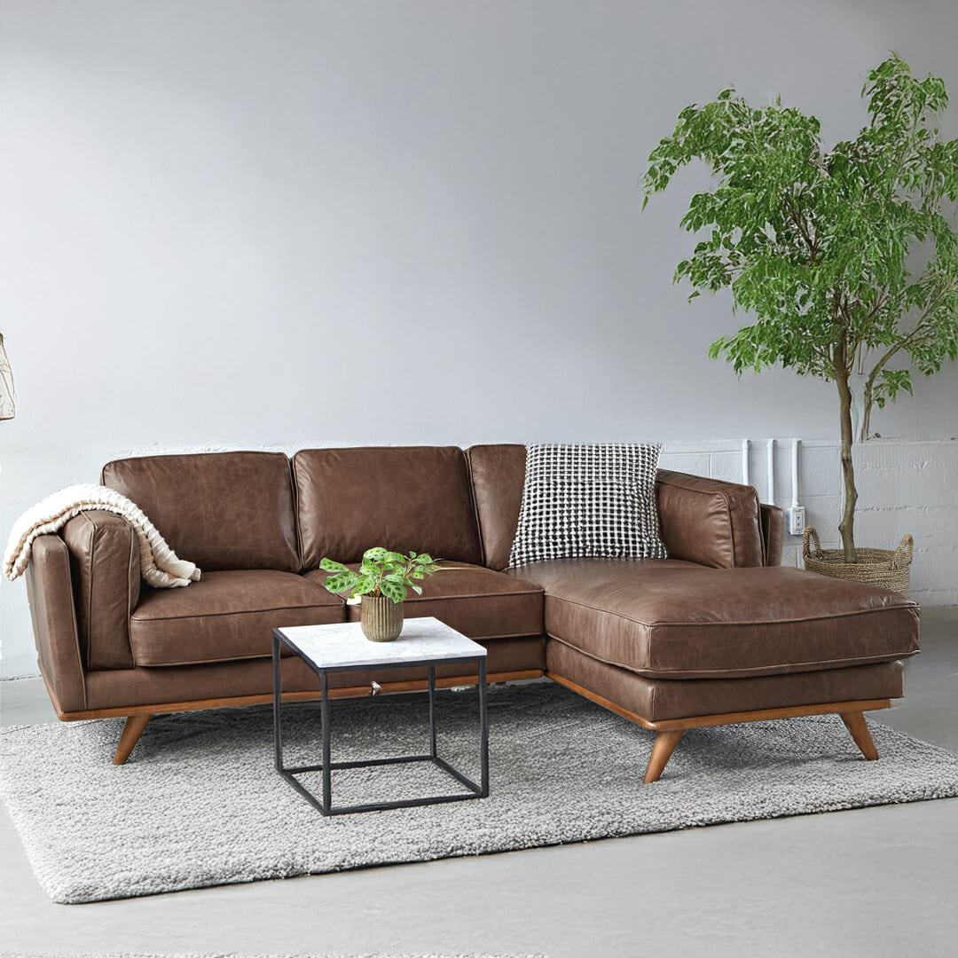 Lumo Sofa L Shaped Sectional feet) Genuine Leather