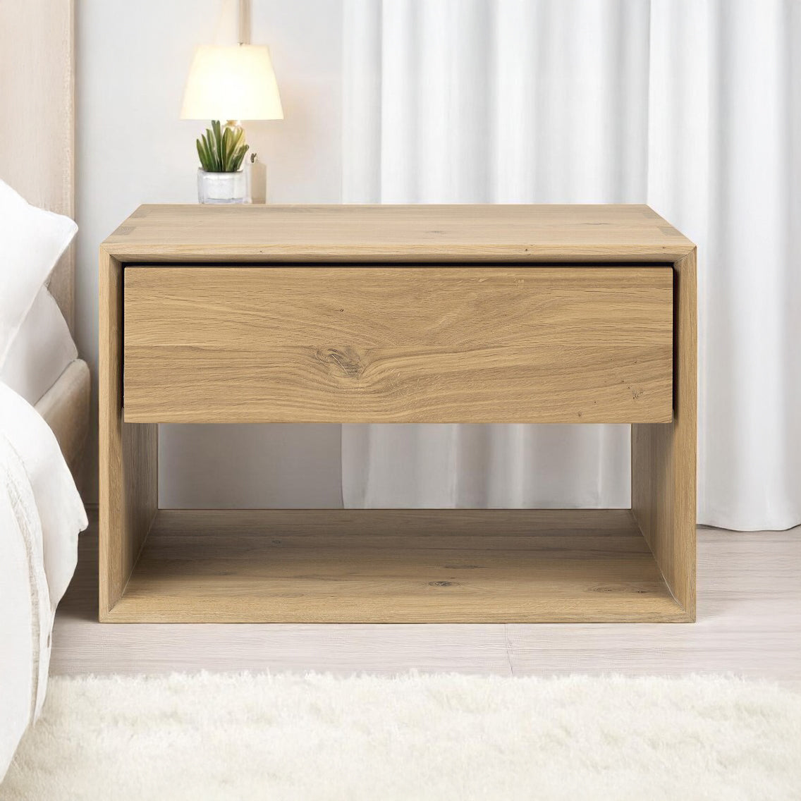 Sael Bedside Table | Solid Walnut/Teak/Oak Wood | 2 Feet Length