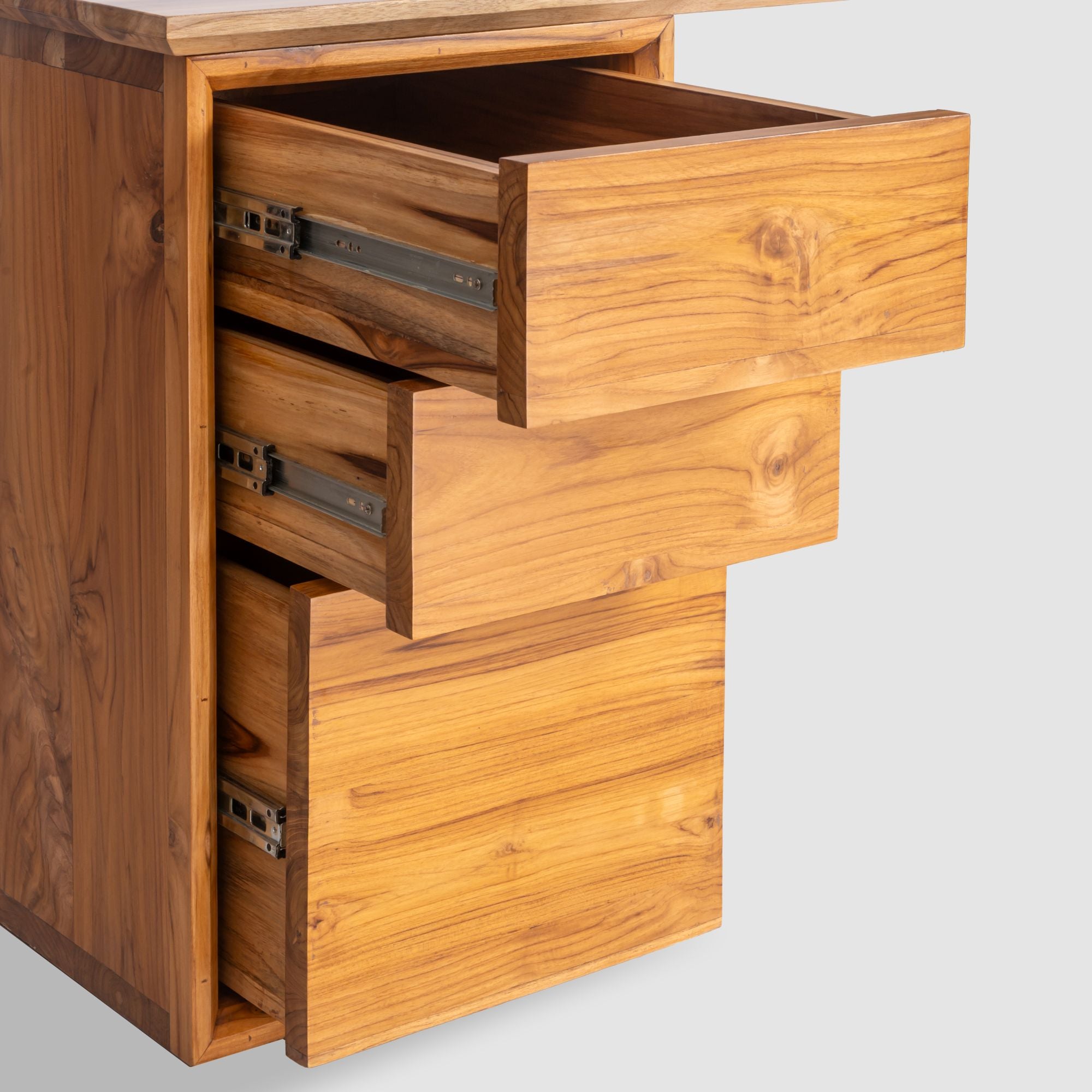 Takeshi Desk Pro with Storage Unit - Left Side (5x2.5 feet) - Solid Teak