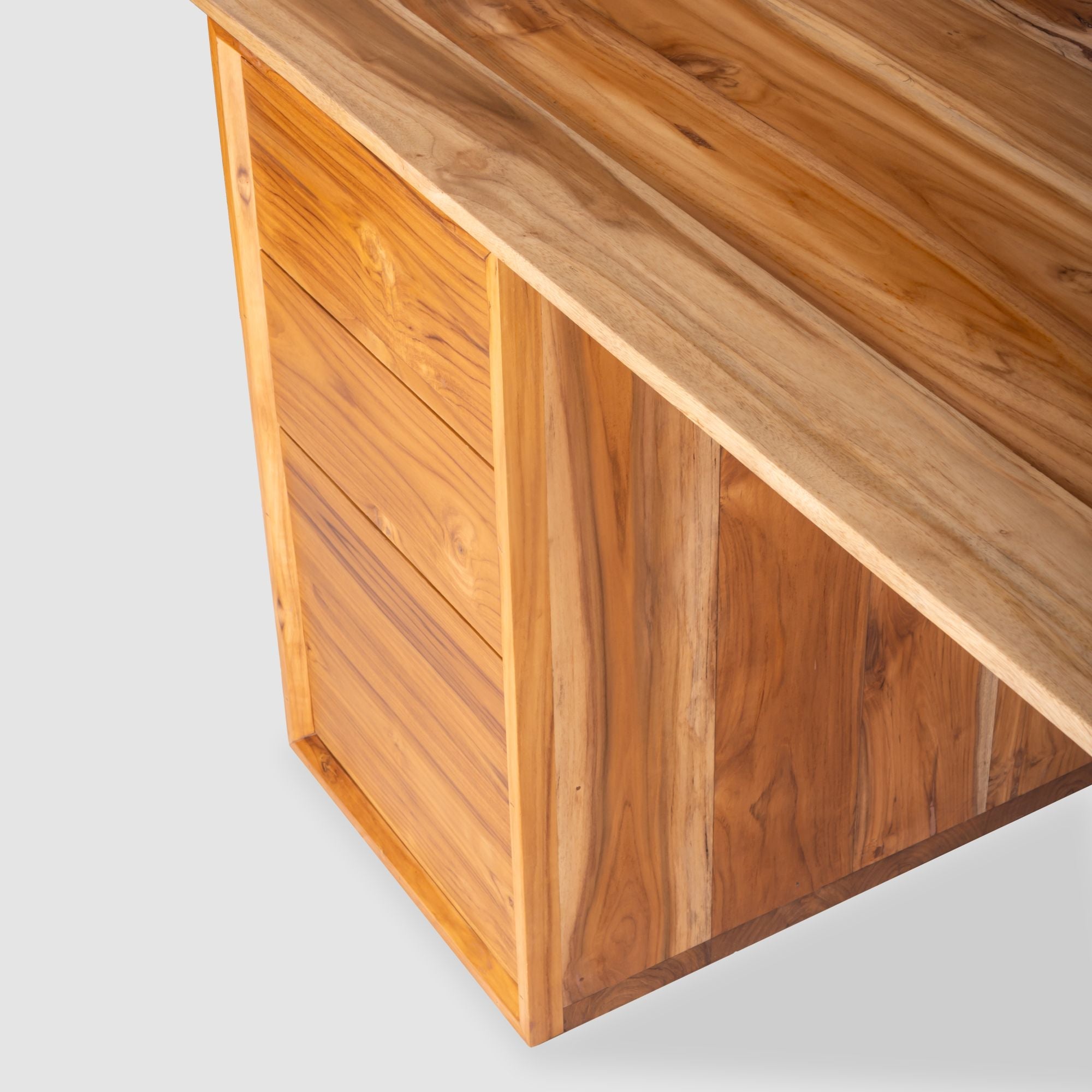 Takeshi Desk Pro with Storage Unit - Left Side (5x2.5 feet) - Solid Teak