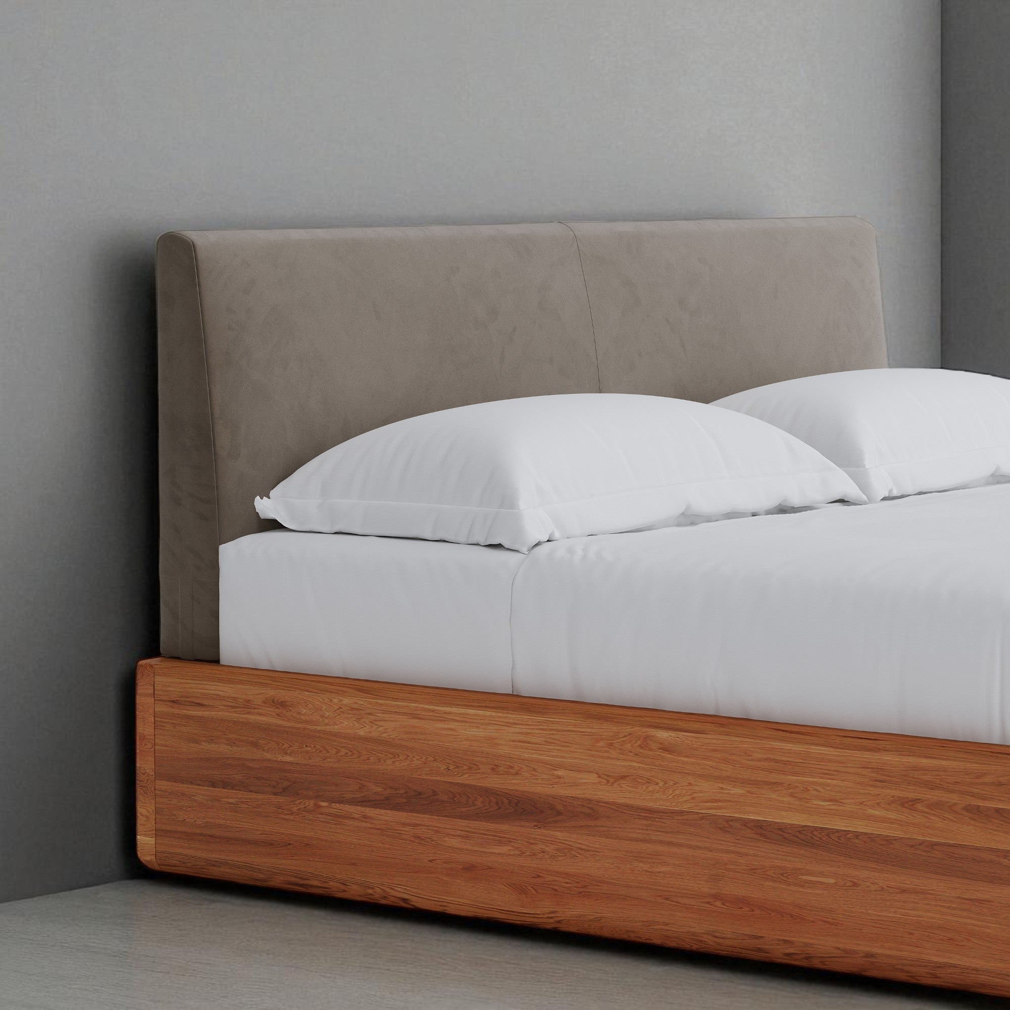 Aari Bed (Built-in Storage) - Solid Teak/Walnut/Oak Wood (Queen)