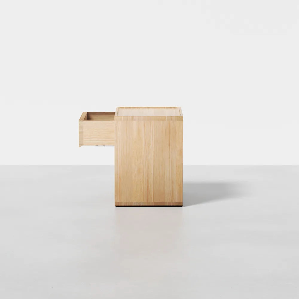 Mowa Bedside Table | Solid Walnut/Teak/Oak Wood | 1.2 Feet Length