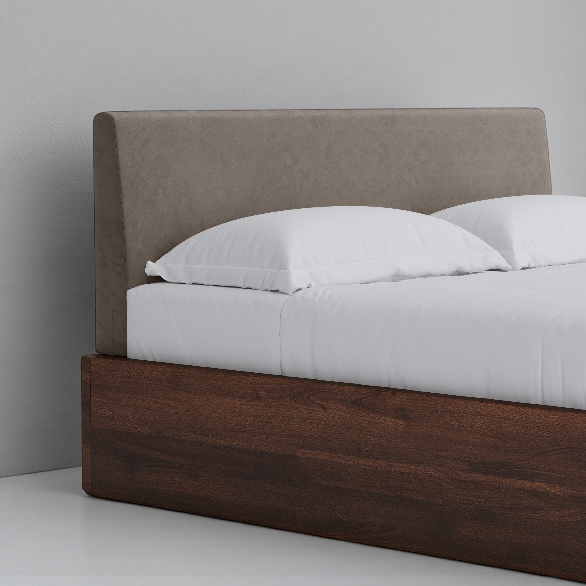 Aari Bed (Built-in Storage) - Solid Teak/Walnut/Oak Wood (Queen)