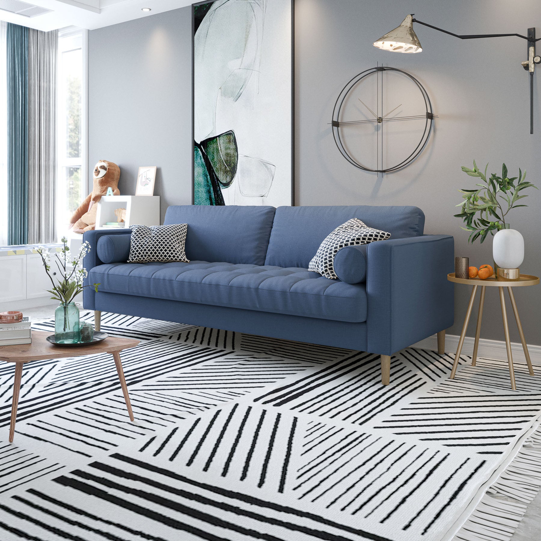 cyan-blue teak-wood single