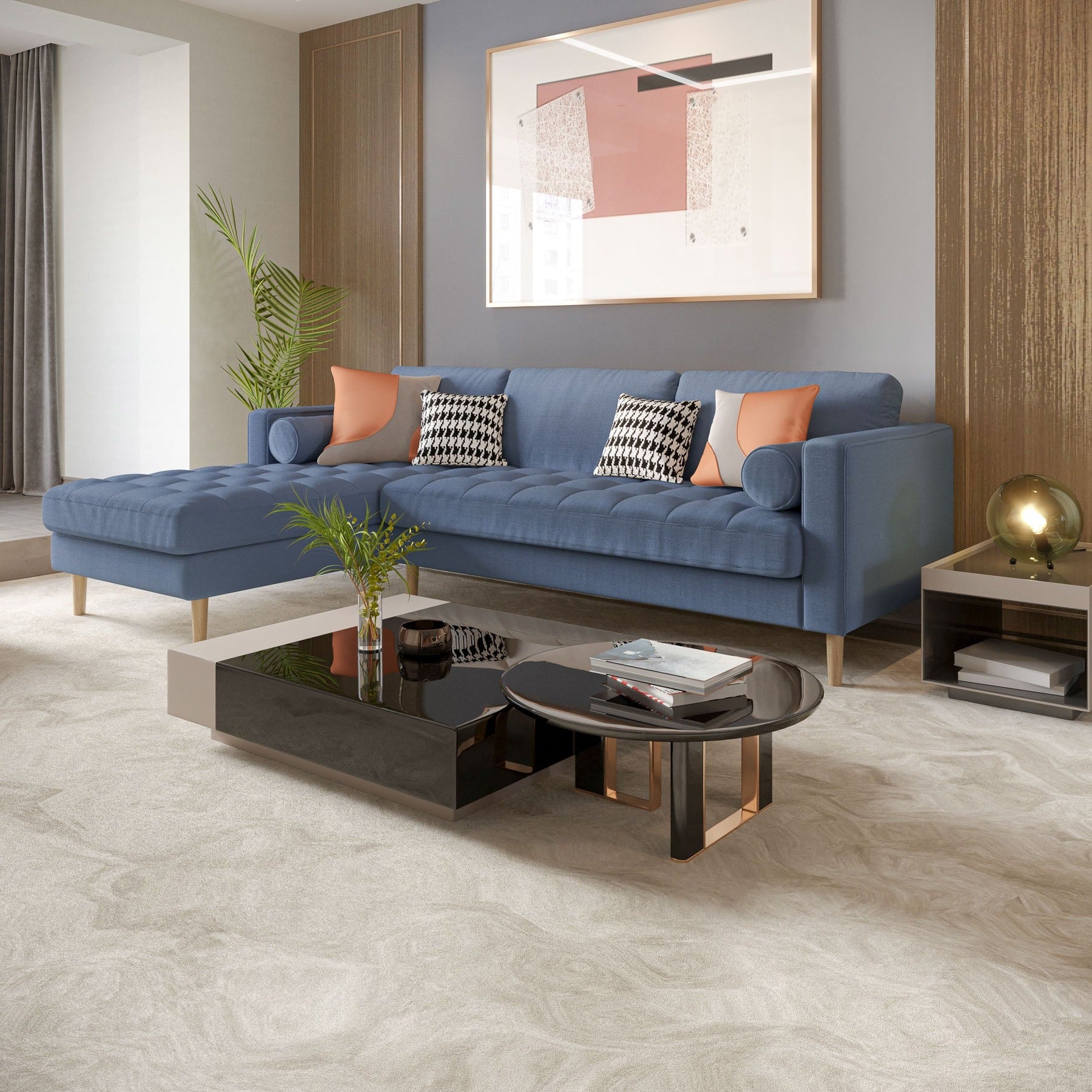 cyan-blue right-sectional