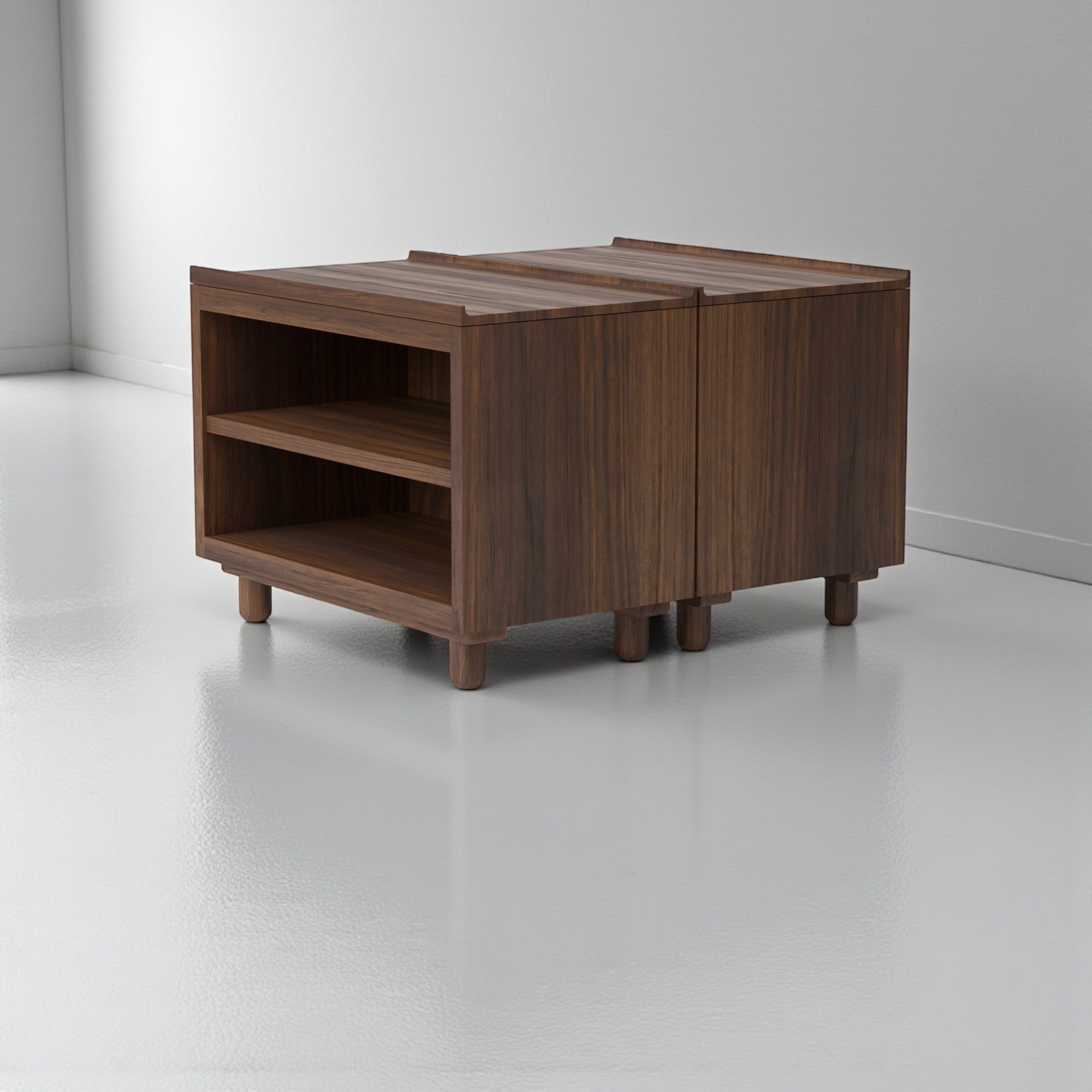 Stava Bedside Table | Solid Walnut/Teak/Oak Wood (Open) | 3 Feet Length