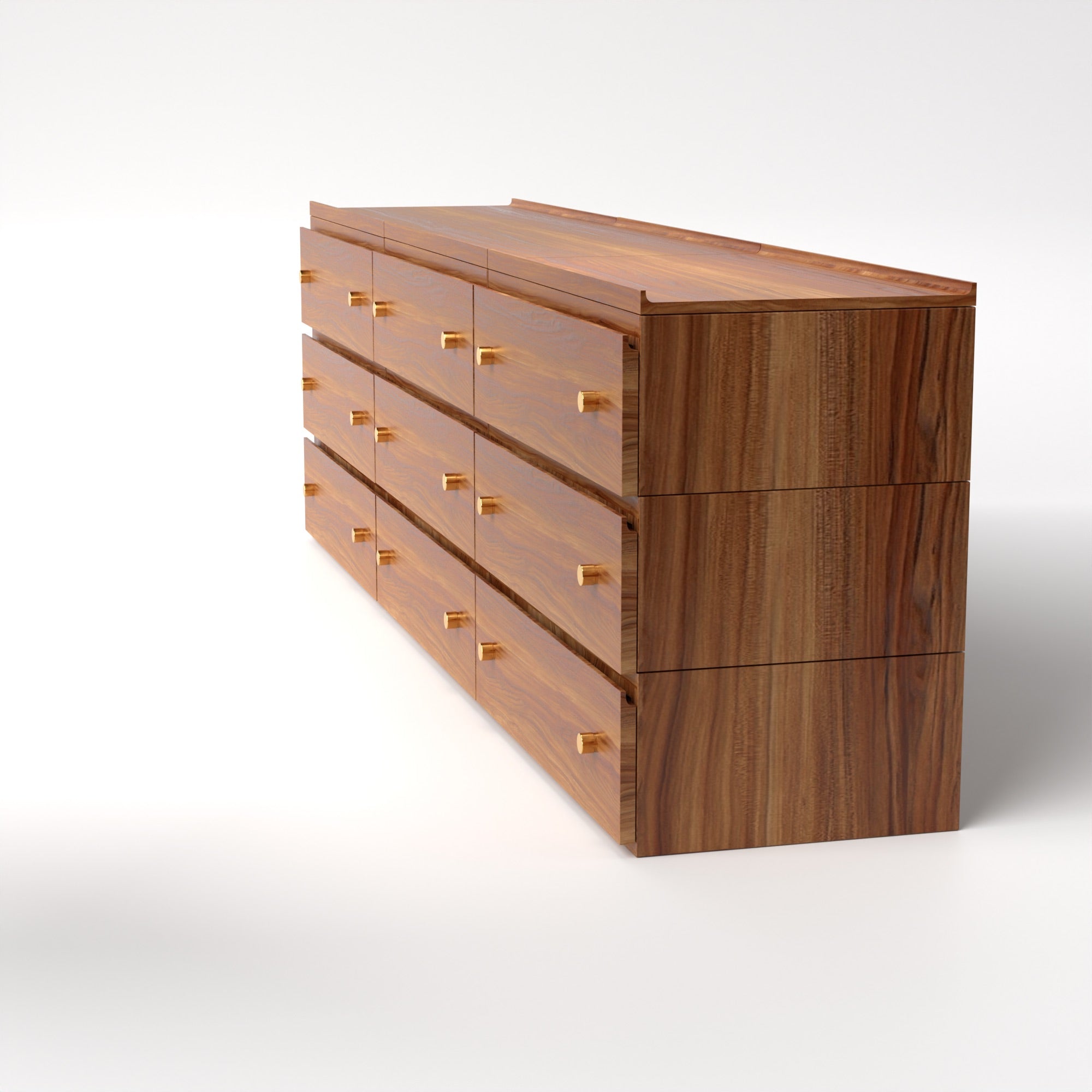 Stava Modular Drawer System | Solid Walnut/Teak/Oak Wood (3x3) | 8 Feet Length