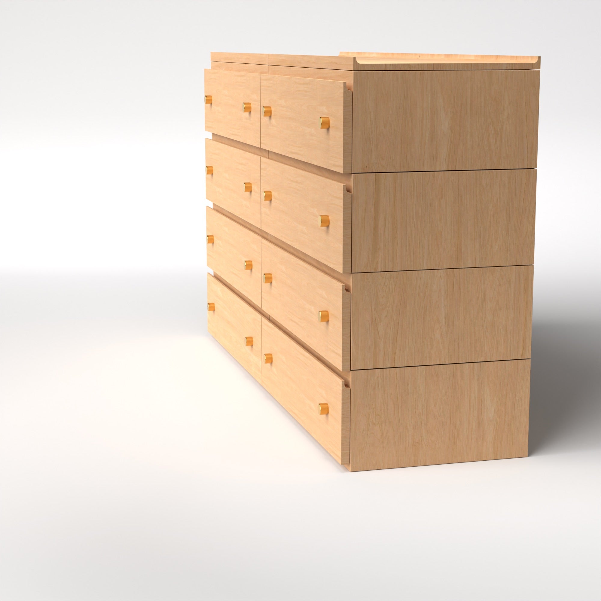 Stava Modular Drawer System | Solid Walnut/Teak/Oak Wood (4x2) | 5.5 Feet Length