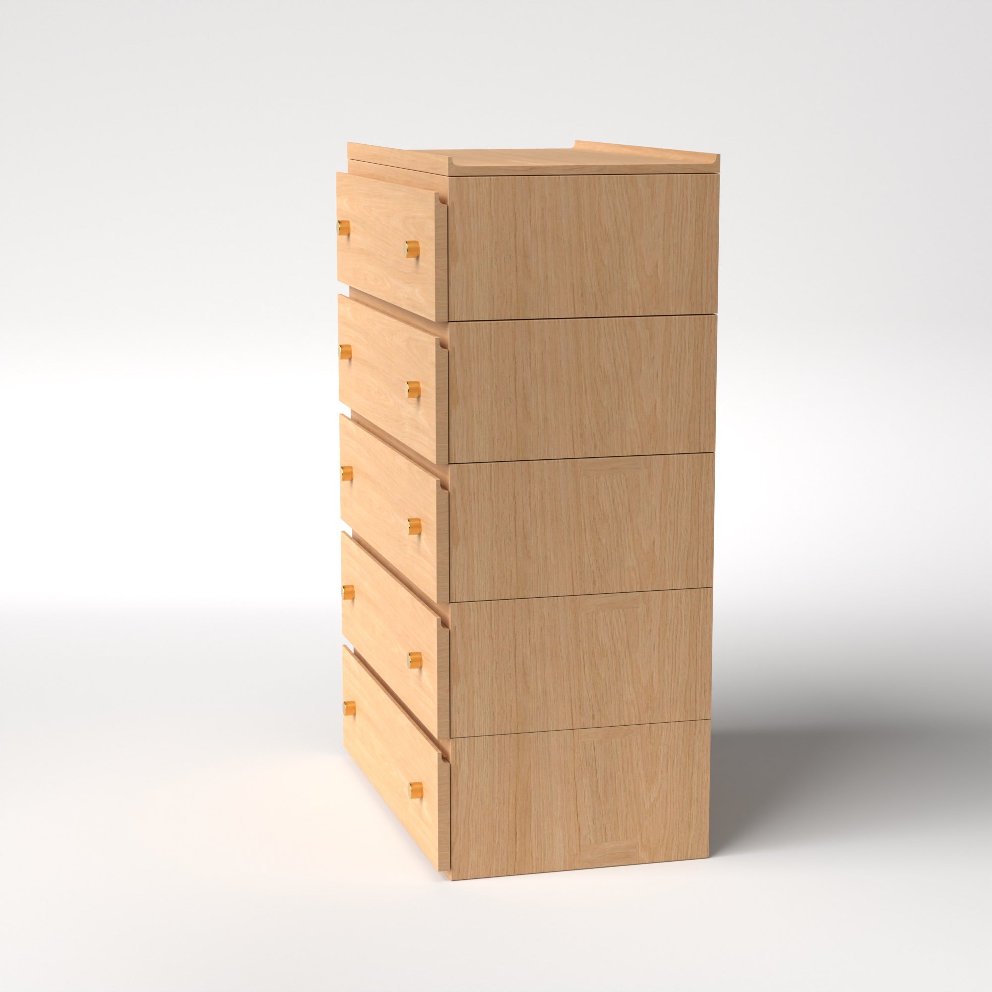 Stava Modular Drawer System | Solid Walnut/Teak/Oak Wood (5x1) | 3 Feet Length