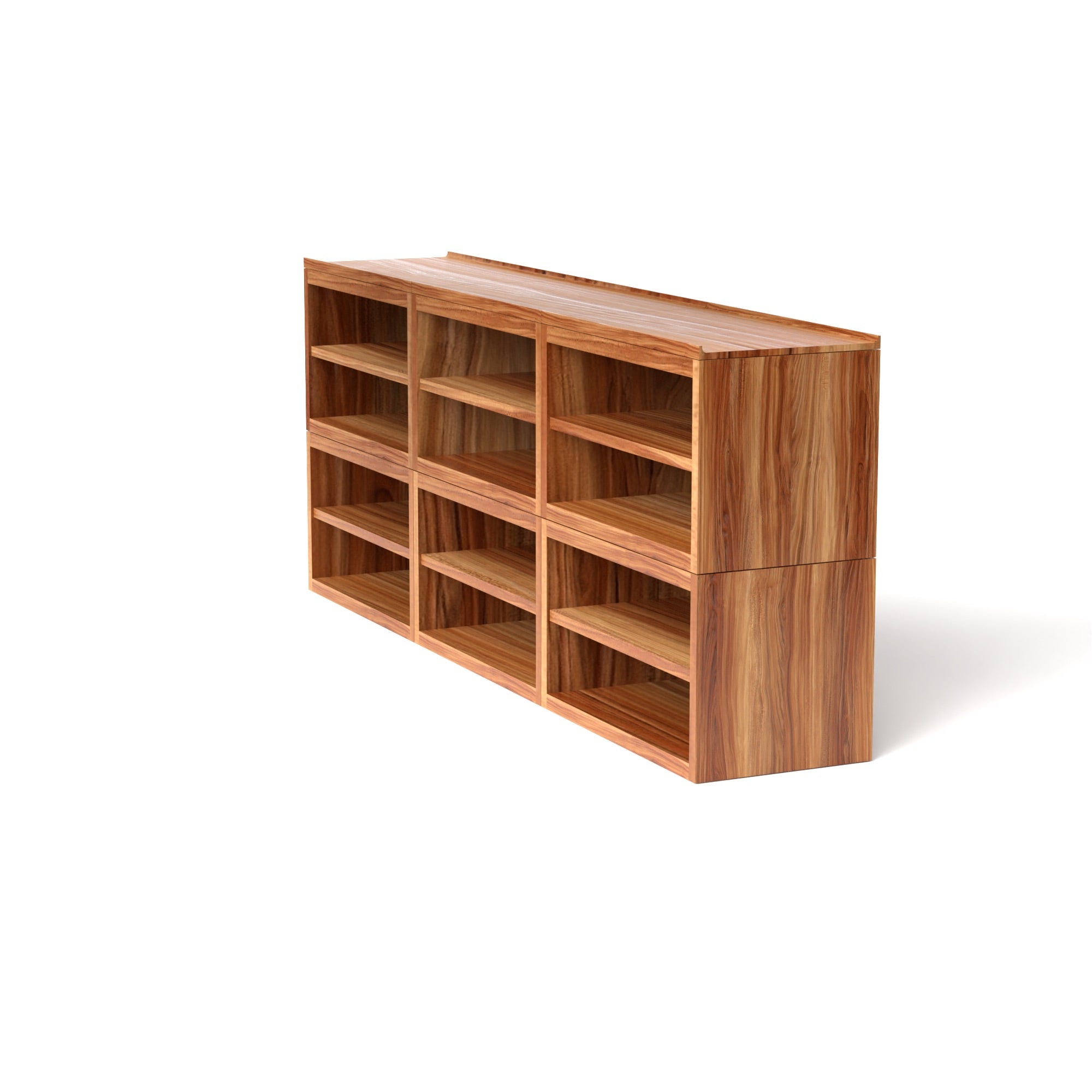 Stava Modular Shelving System | Solid Walnut/Teak/Oak Wood (4x3) | 8 Feet Length